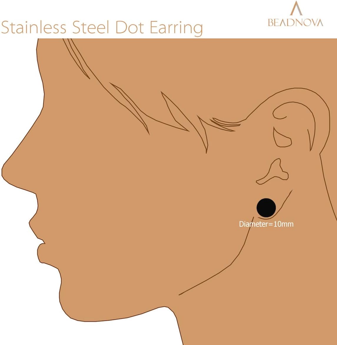 Stainless Steel Stud Earrings Flat Circle Dot Earrings Fake Plugs Black Stud Piercing Post Earrings Fake Gauges for Men (2-10mm, Black, 1-3 pairs) - Image 4