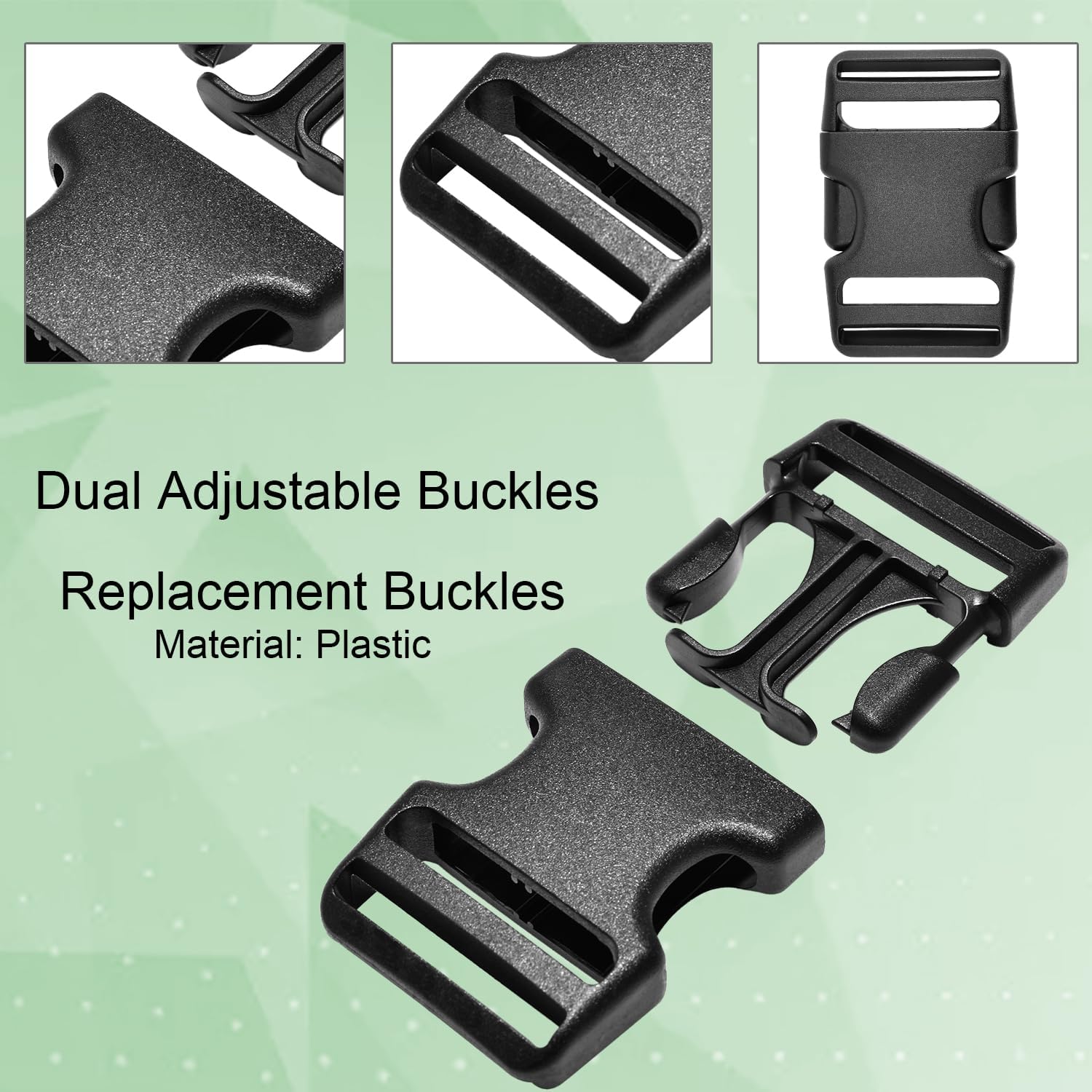 CooBigo 3pcs 1-1/2 Inch Plastic Buckle for Strap Replacment, Heavy Duty Belt Buckles Backpack Clips Luggage Webbing Straps Side Release Buckle Clasp - Image 6