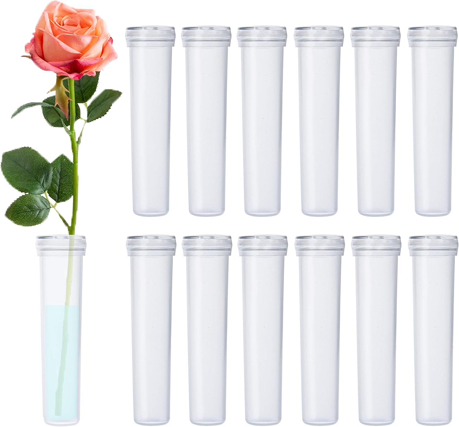 Floral Water Tubes 2.8 Inch Plastic Water Tubes for Floral Flower Vials with Caps for Flower Arrangement Decoration (Clear, 20 Pcs) - Image 1