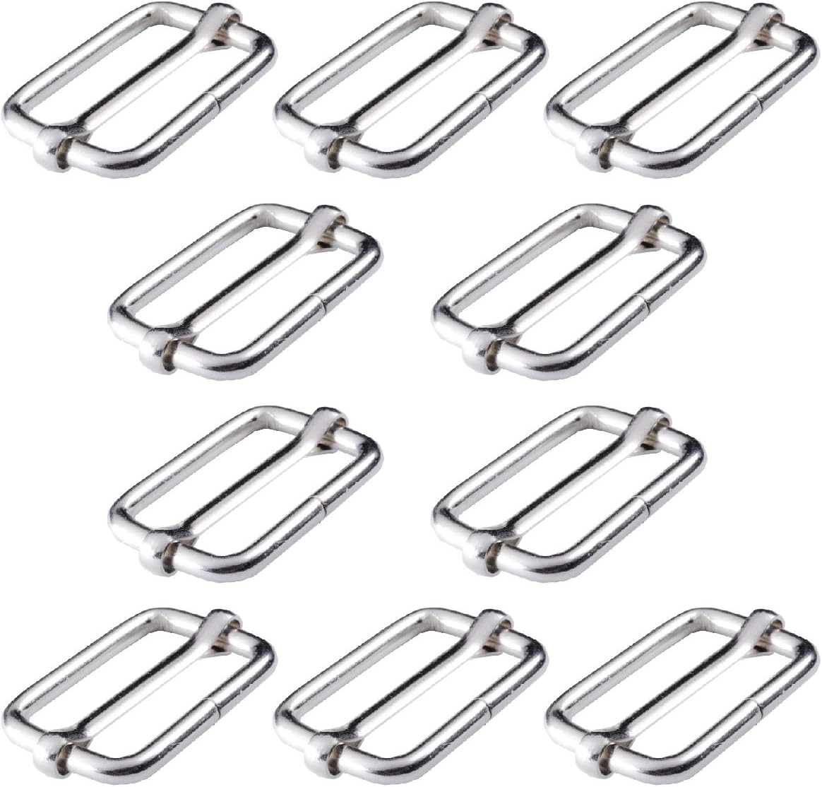 Adjtable Slide Buckle 1 Inch Triglide Slides Metal Webbing Slider For Strap Belt Backpack Handbag DIY (10 Pieces, Silver Color) - Image 1