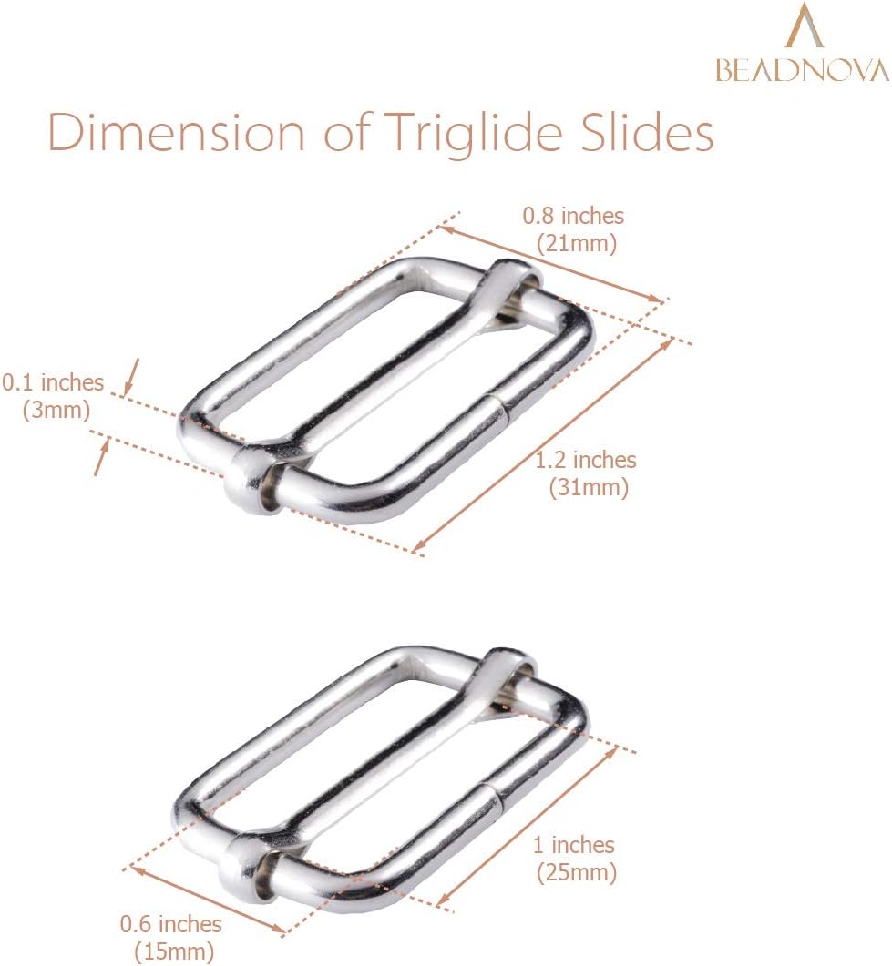 Adjtable Slide Buckle 1 Inch Triglide Slides Metal Webbing Slider For Strap Belt Backpack Handbag DIY (10 Pieces, Silver Color) - Image 3