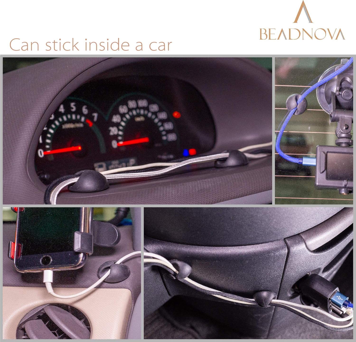 Cable Clips Cord Organizer Cable Management Wire Cord Holder 1 Slots Adhesive Wire Holder for Car Charging Accessory PC Office Home (Black, 8 pcs) - Image 6
