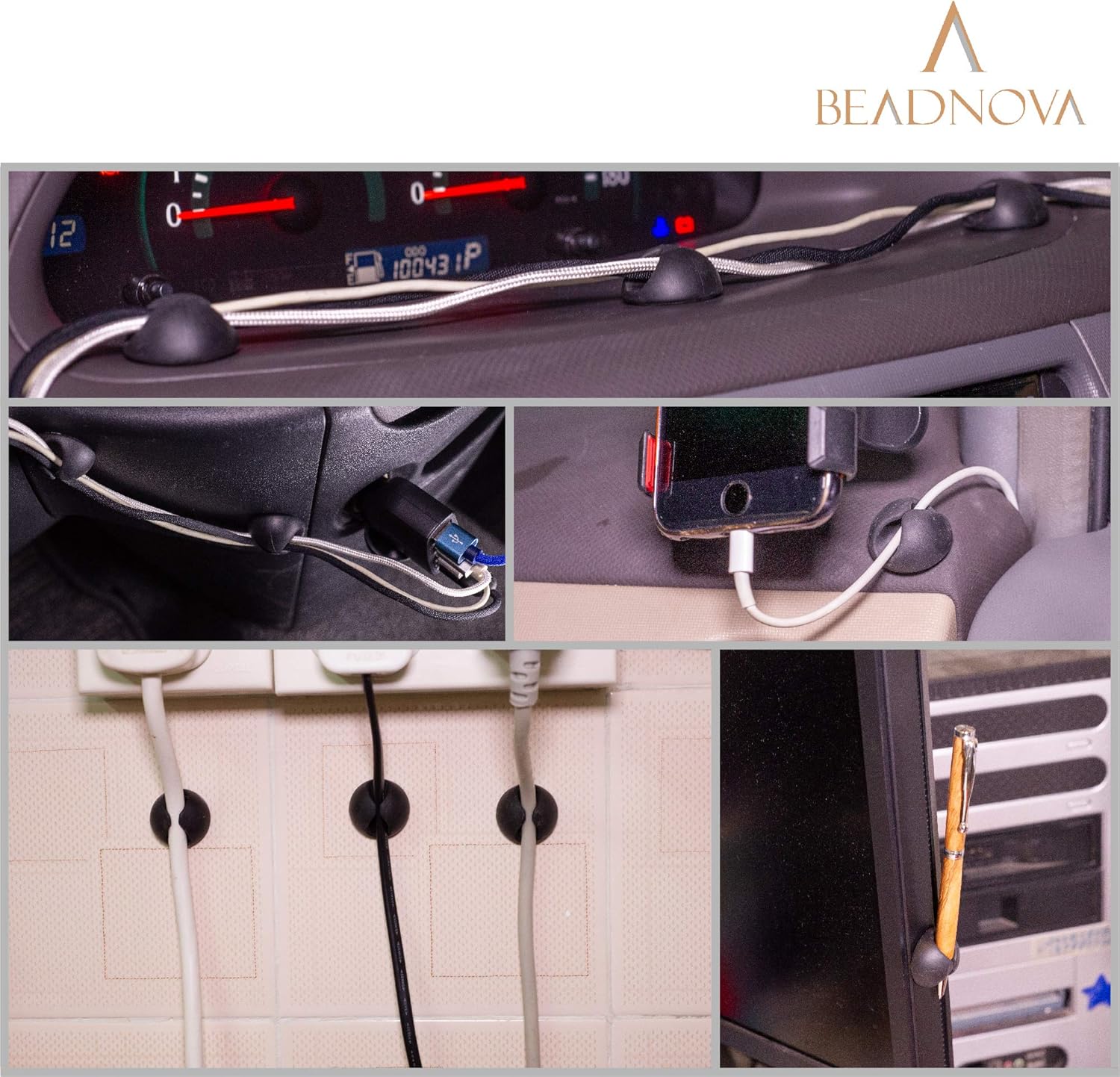 Cable Clips Cord Organizer Cable Management Wire Cord Holder 1 Slots Adhesive Wire Holder for Car Charging Accessory PC Office Home (Black, 8 pcs) - Image 7