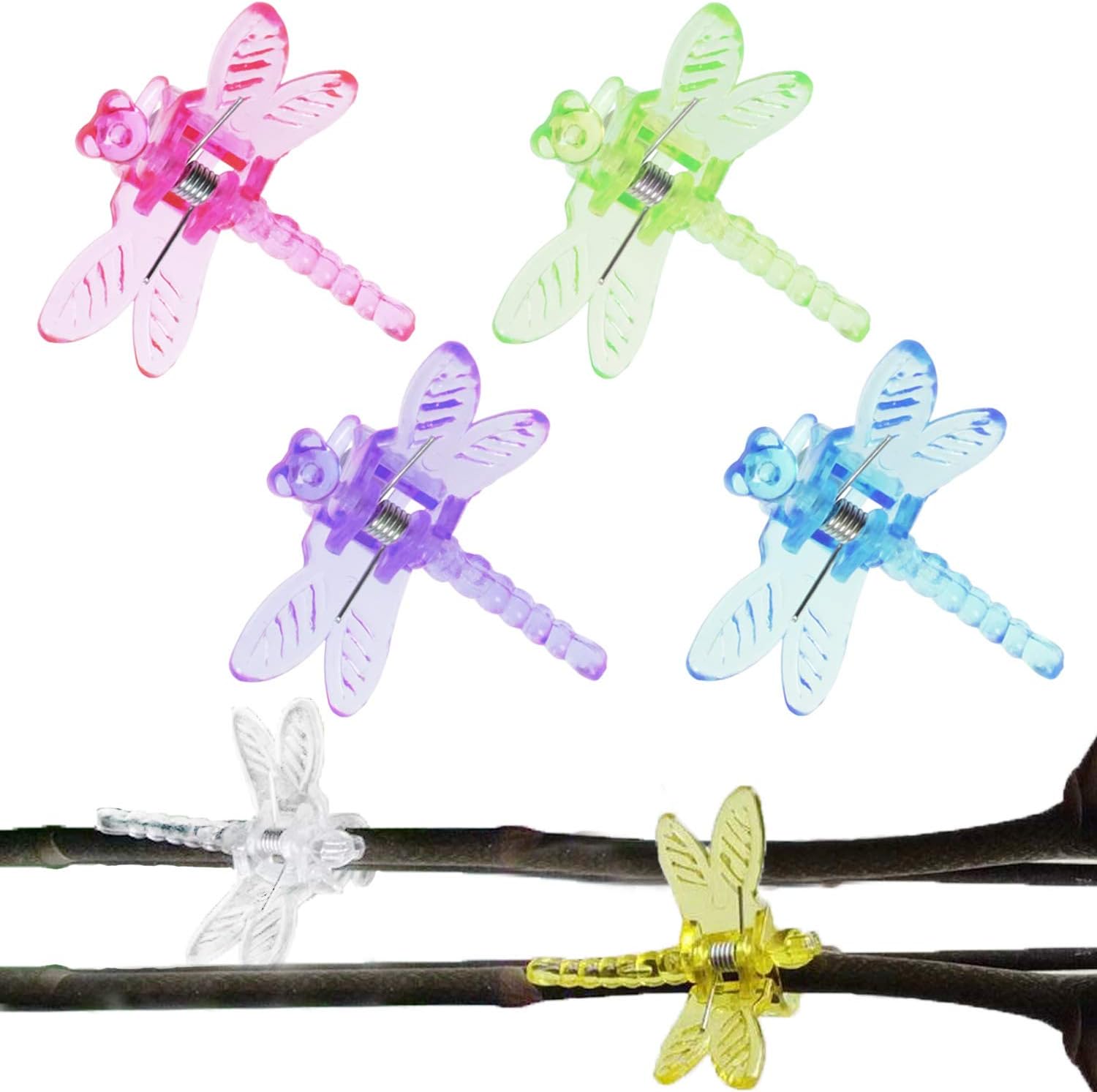 Dragonfly Plant Clips - 30PCS Mix Color Orchid & Vine Support Clips - Image 1