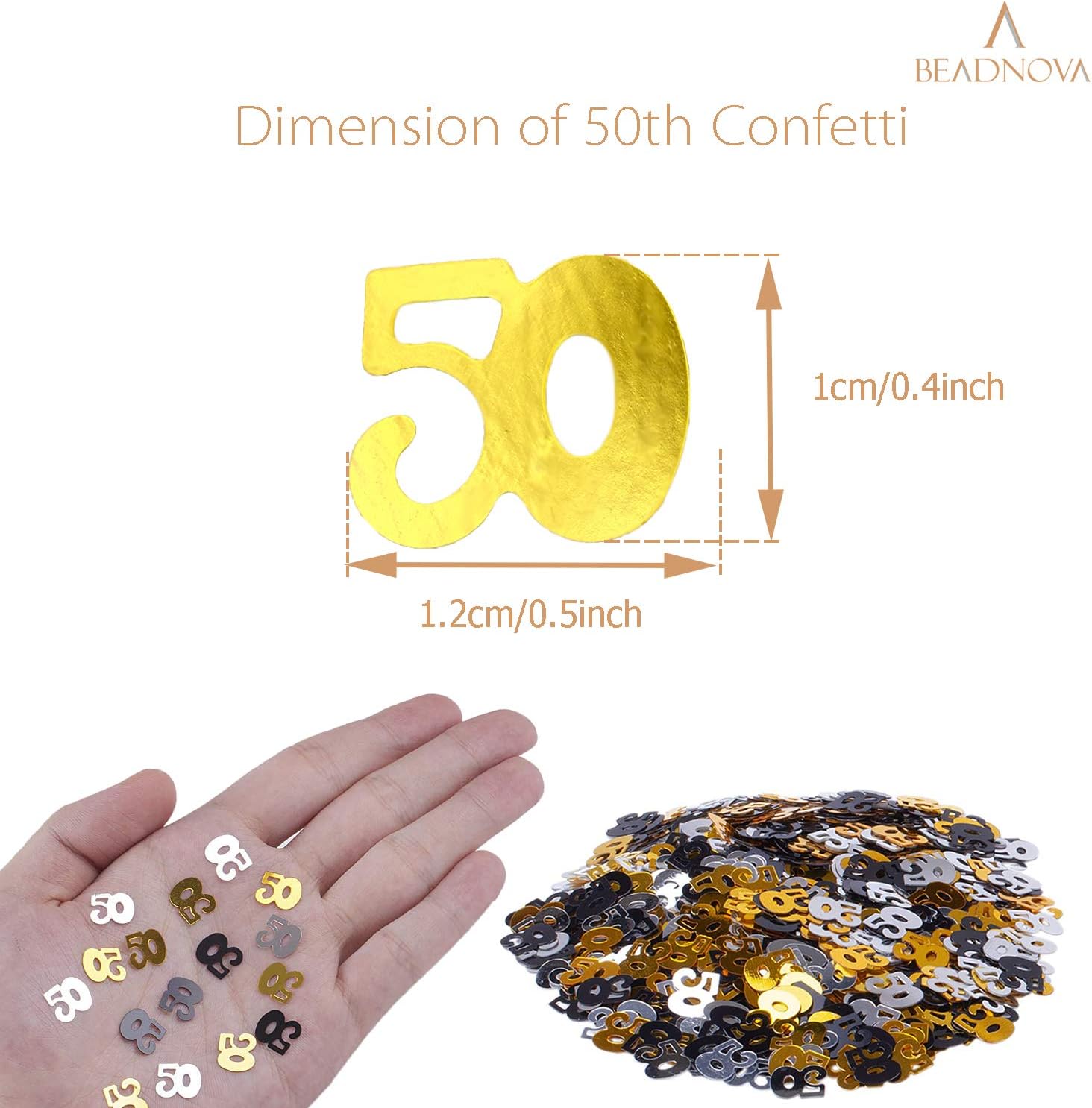 50th Birthday Confetti Fifty Years Old 50 Anniversary Number Confetti for Birthday Party Decor Wedding Table Decoration (1oz, Gold Silver Black Mix) - Image 2