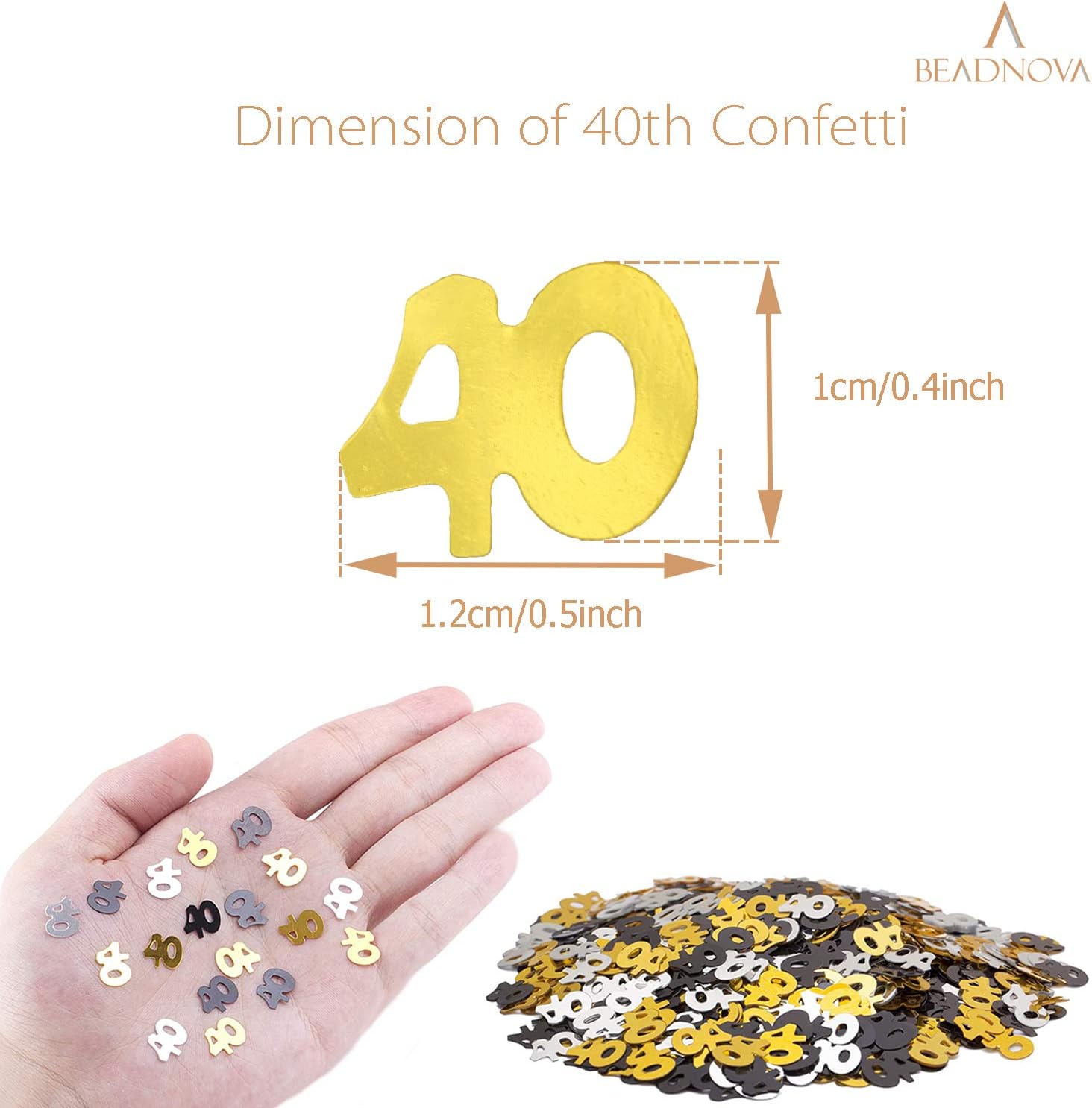 40th Birthday Confetti Forty Years Old 40 Anniversary Number Confetti for Birthday Party Decor Wedding Table Decoration (1oz, Gold Silver Black Mix) - Image 2