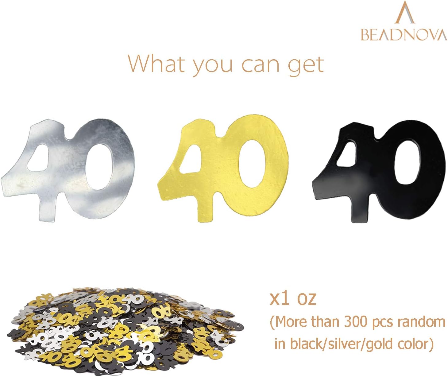 40th Birthday Confetti Forty Years Old 40 Anniversary Number Confetti for Birthday Party Decor Wedding Table Decoration (1oz, Gold Silver Black Mix) - Image 3
