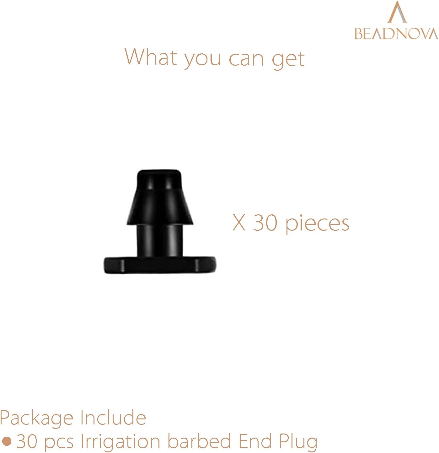 Drip Irrigation Connectors 30 Pcs 1/4 Inch Barbed Drip Line Plugs End Plugs Irrigation Connectors for 1/4 Inch Tubing Water Tubing Gardening Supplies (30pcs) - Image 3