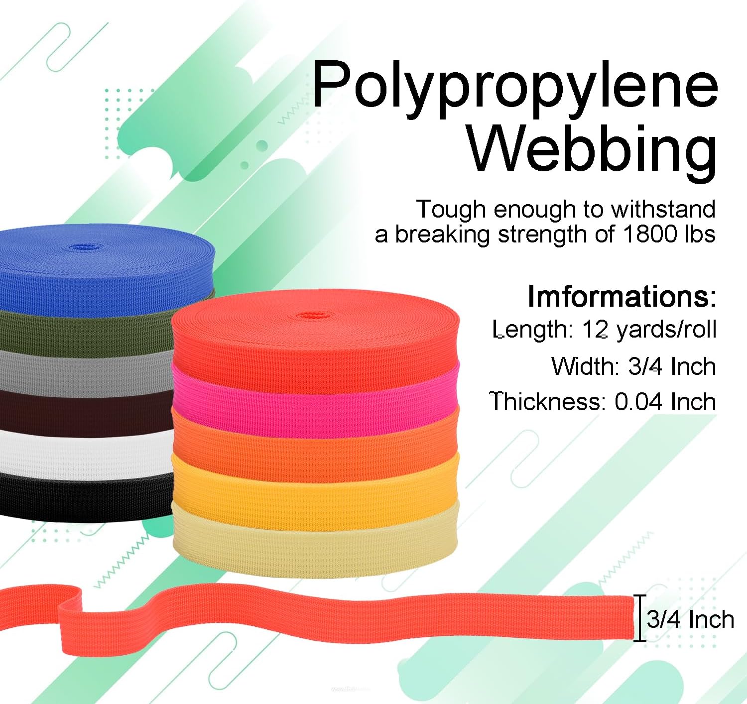 CooBigo Polypropylene Webbing Strap 3/4