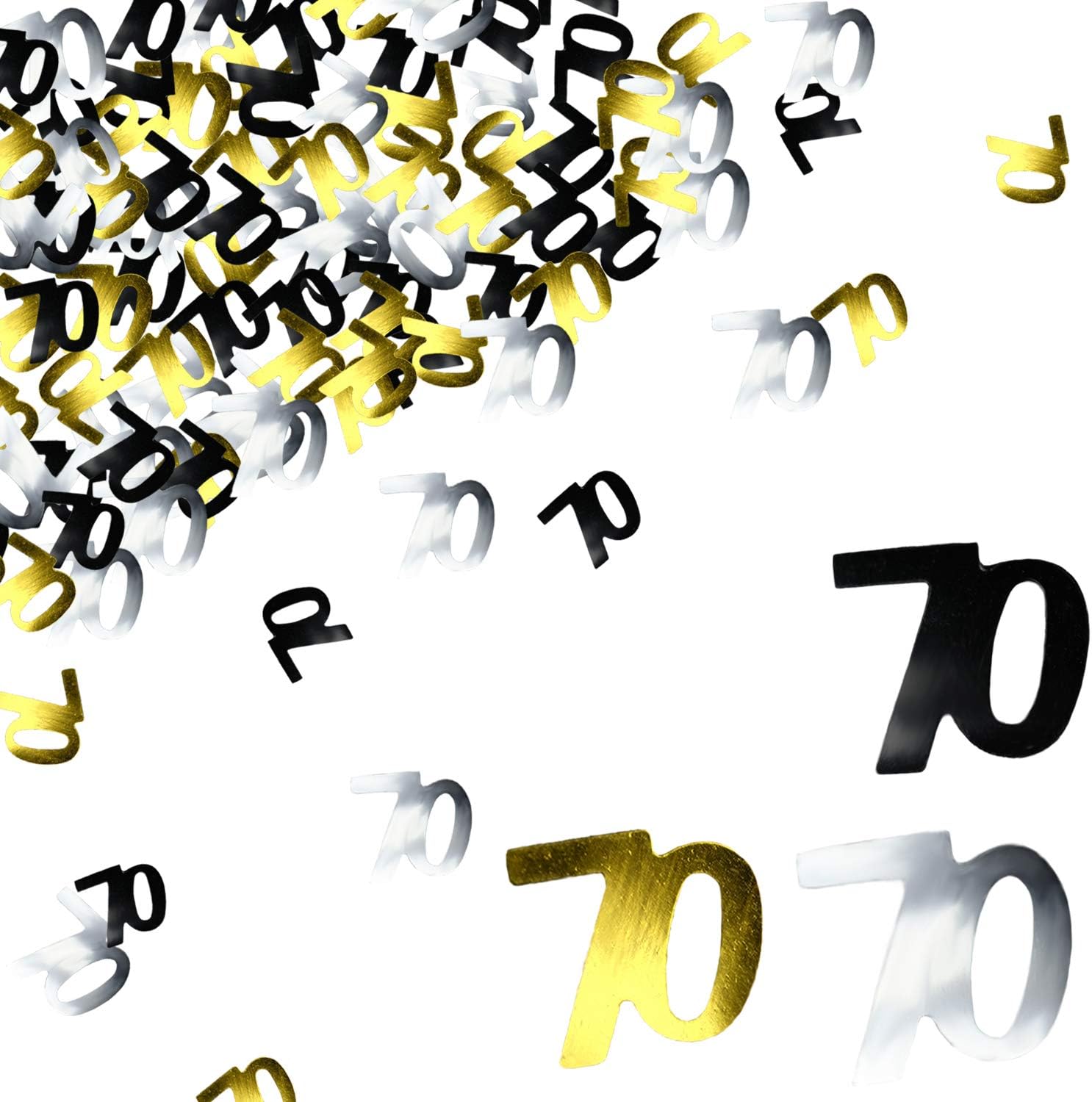 70th Birthday Confetti Seventy Years Old 70 Anniversary Number Confetti for Birthday Party Decor Wedding Table Decoration (1oz, Gold Silver Black Mix) - Image 1