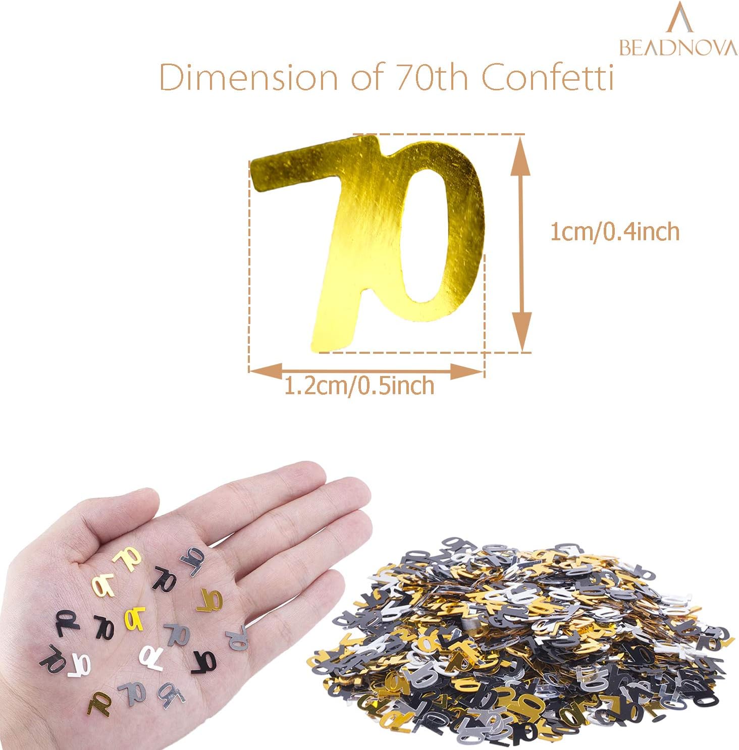 70th Birthday Confetti Seventy Years Old 70 Anniversary Number Confetti for Birthday Party Decor Wedding Table Decoration (1oz, Gold Silver Black Mix) - Image 2