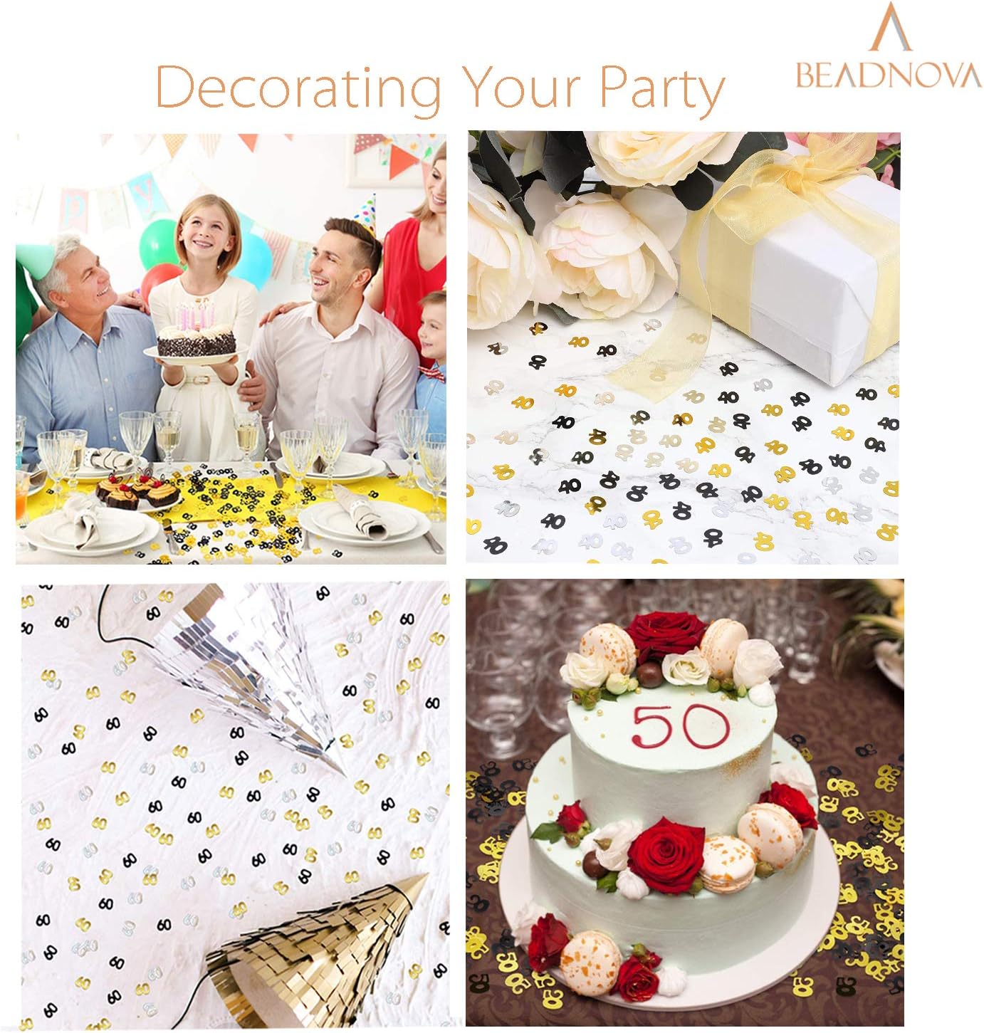 70th Birthday Confetti Seventy Years Old 70 Anniversary Number Confetti for Birthday Party Decor Wedding Table Decoration (1oz, Gold Silver Black Mix) - Image 4