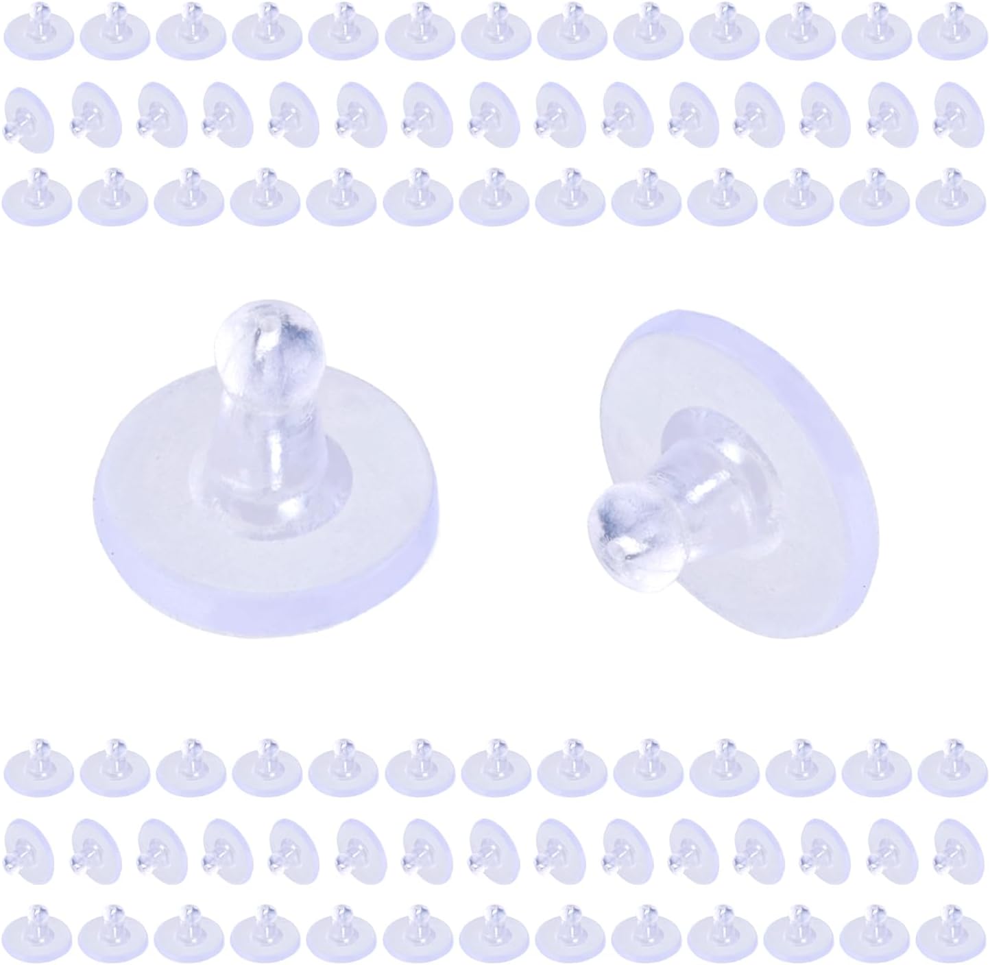 Earring Backs for Studs 240pcs Earring Backings Stoppers Pierced Ear Backings Clear Rubber Bullet Clutch Plastic Locking Ear Backs for Posts - Image 1