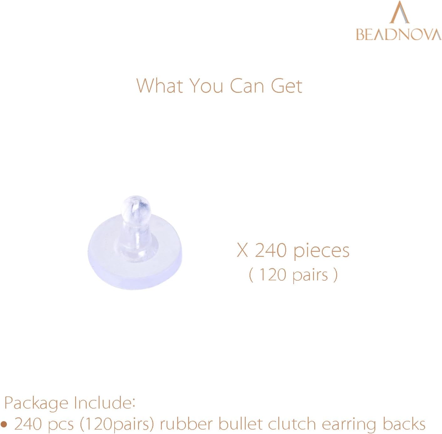 Earring Backs for Studs 240pcs Earring Backings Stoppers Pierced Ear Backings Clear Rubber Bullet Clutch Plastic Locking Ear Backs for Posts - Image 3