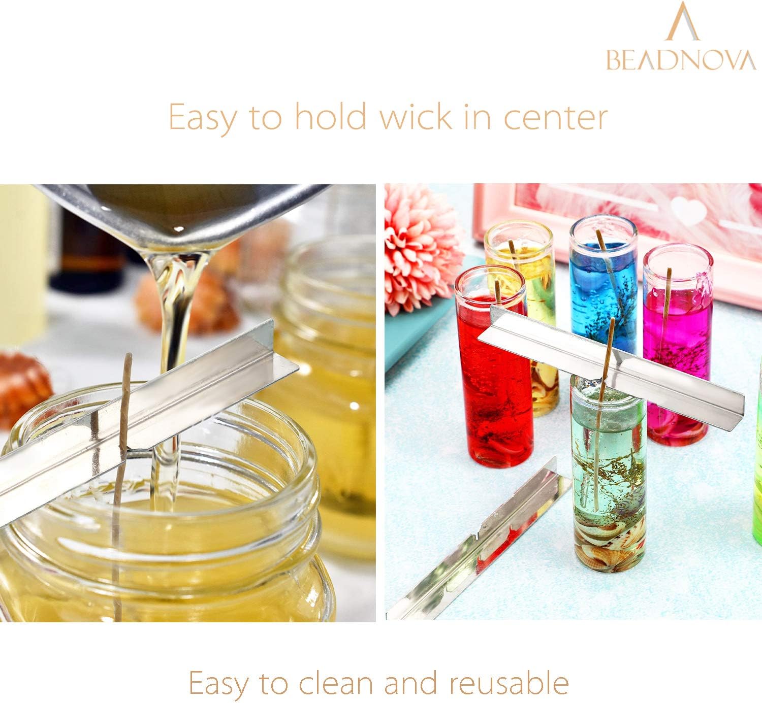Candle Wick Holders Metal Wick Bar Centering Device Centering Tool Holder for Candle Making (10 Pcs) - Image 4