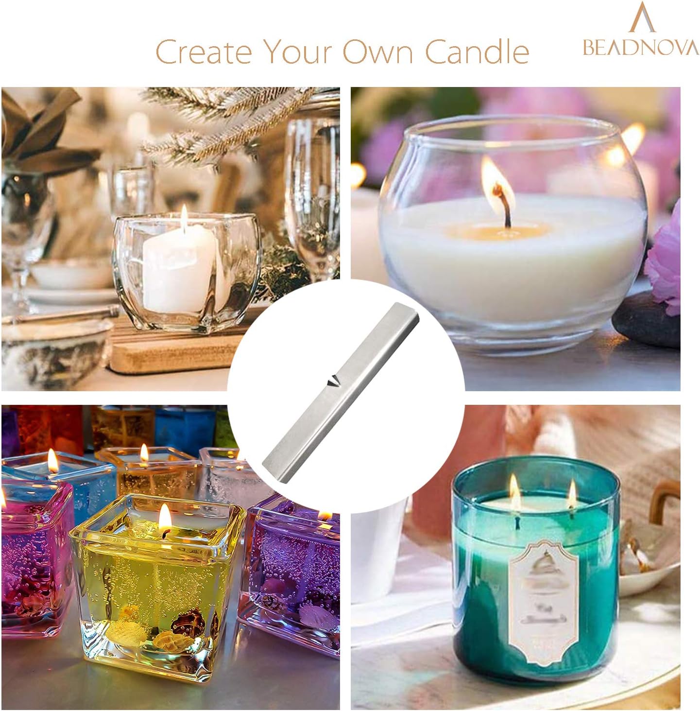 Candle Wick Holders Metal Wick Bar Centering Device Centering Tool Holder for Candle Making (10 Pcs) - Image 5