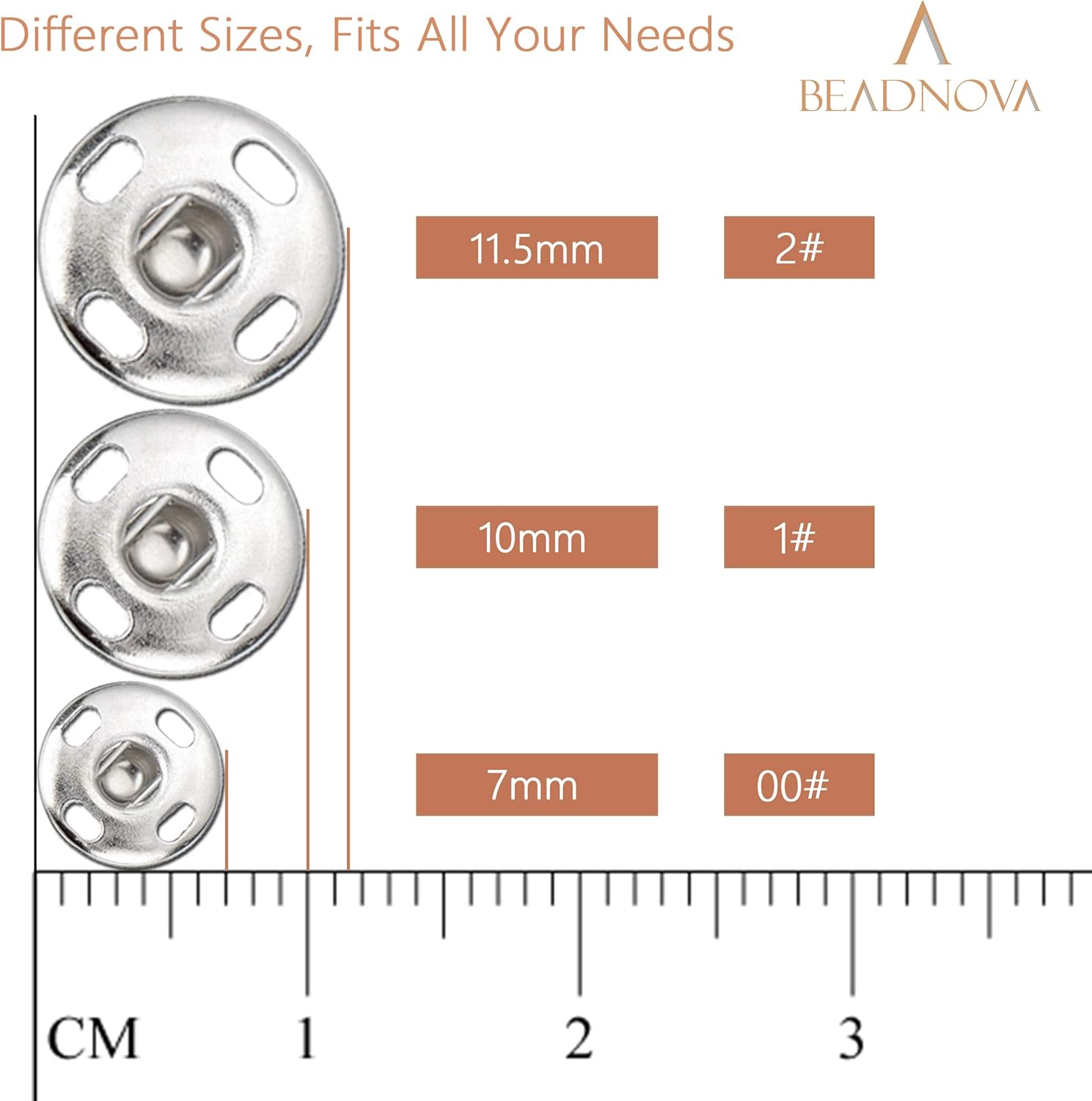 Snaps Buttons for Sewing Leather Snaps Button Press Sewing Tools Fastener Tools for Clothes (106 Sets, 3 Sizes) - Image 2
