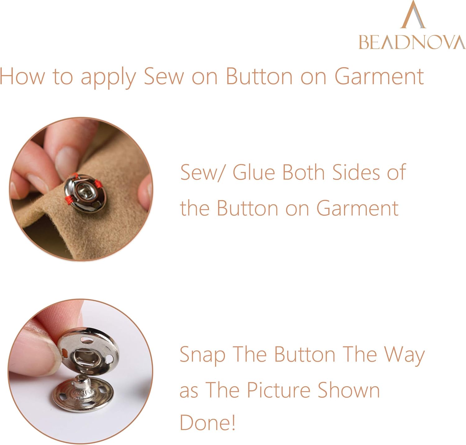Snaps Buttons for Sewing Leather Snaps Button Press Sewing Tools Fastener Tools for Clothes (106 Sets, 3 Sizes) - Image 3