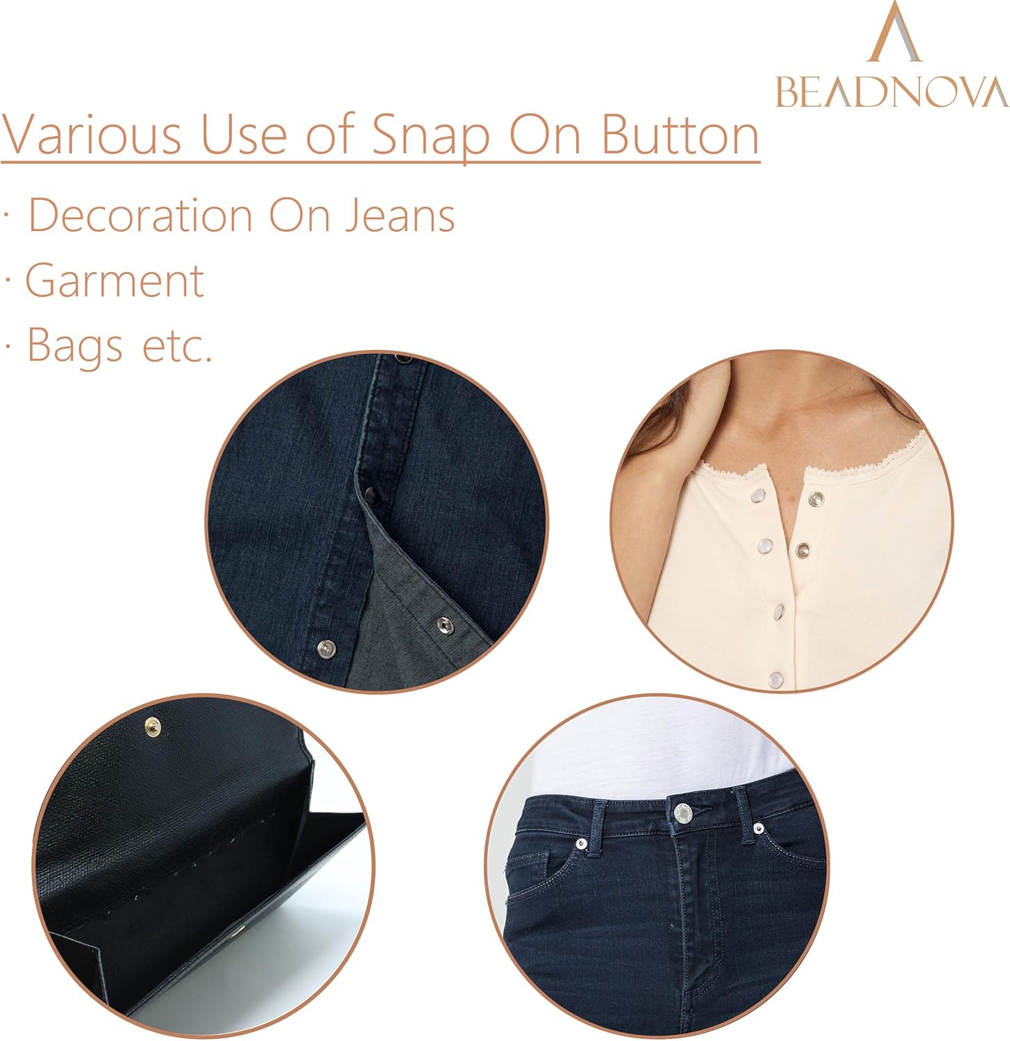 Snaps Buttons for Sewing Leather Snaps Button Press Sewing Tools Fastener Tools for Clothes (106 Sets, 3 Sizes) - Image 4