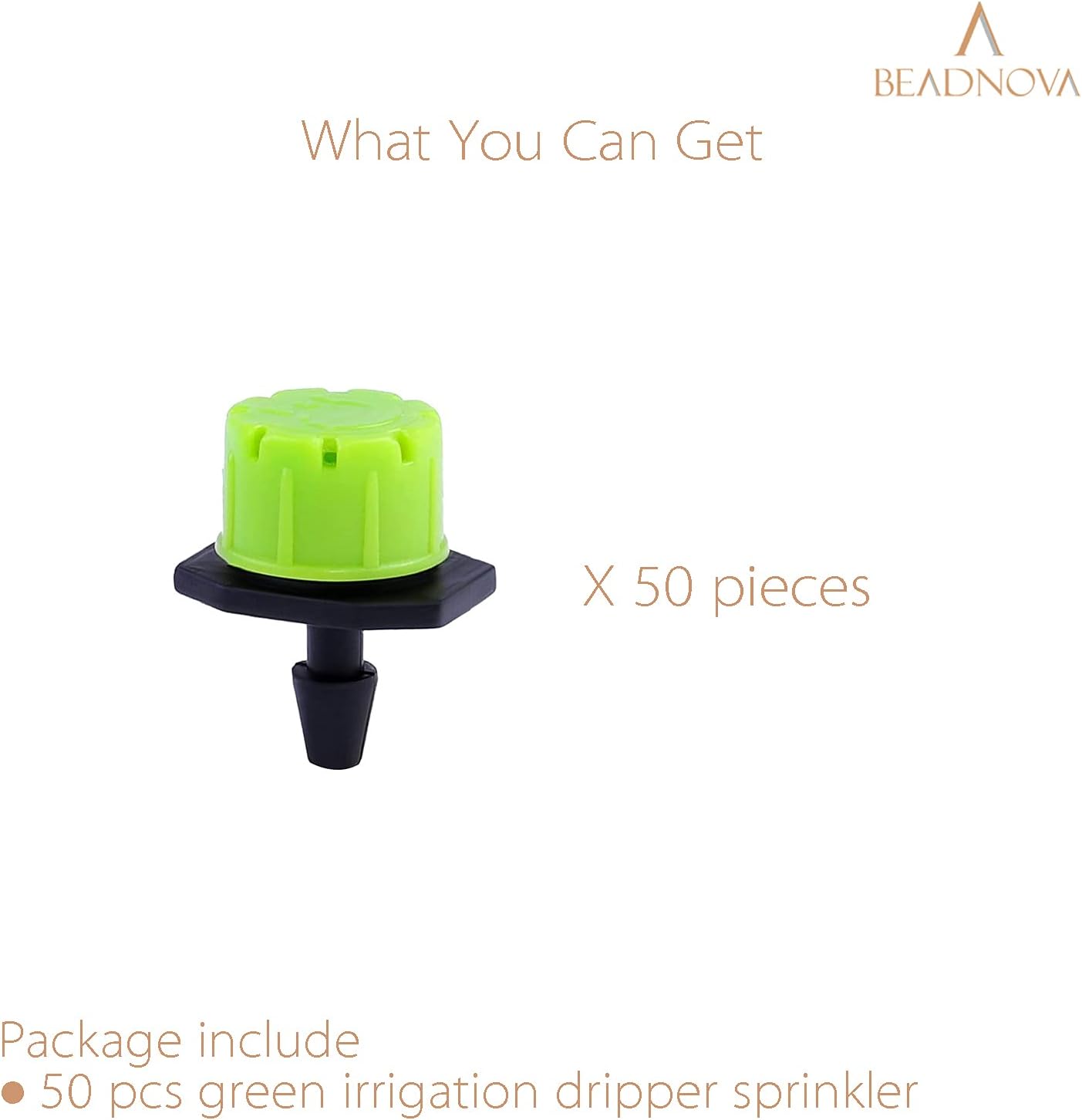 Drip Irrigation Emitters 50 Pcs Irrigation Drippers 360 Degree System Emitters Sprinklers Drippers for Drip 1/4 Inch Tube Gardening (Green) - Image 3