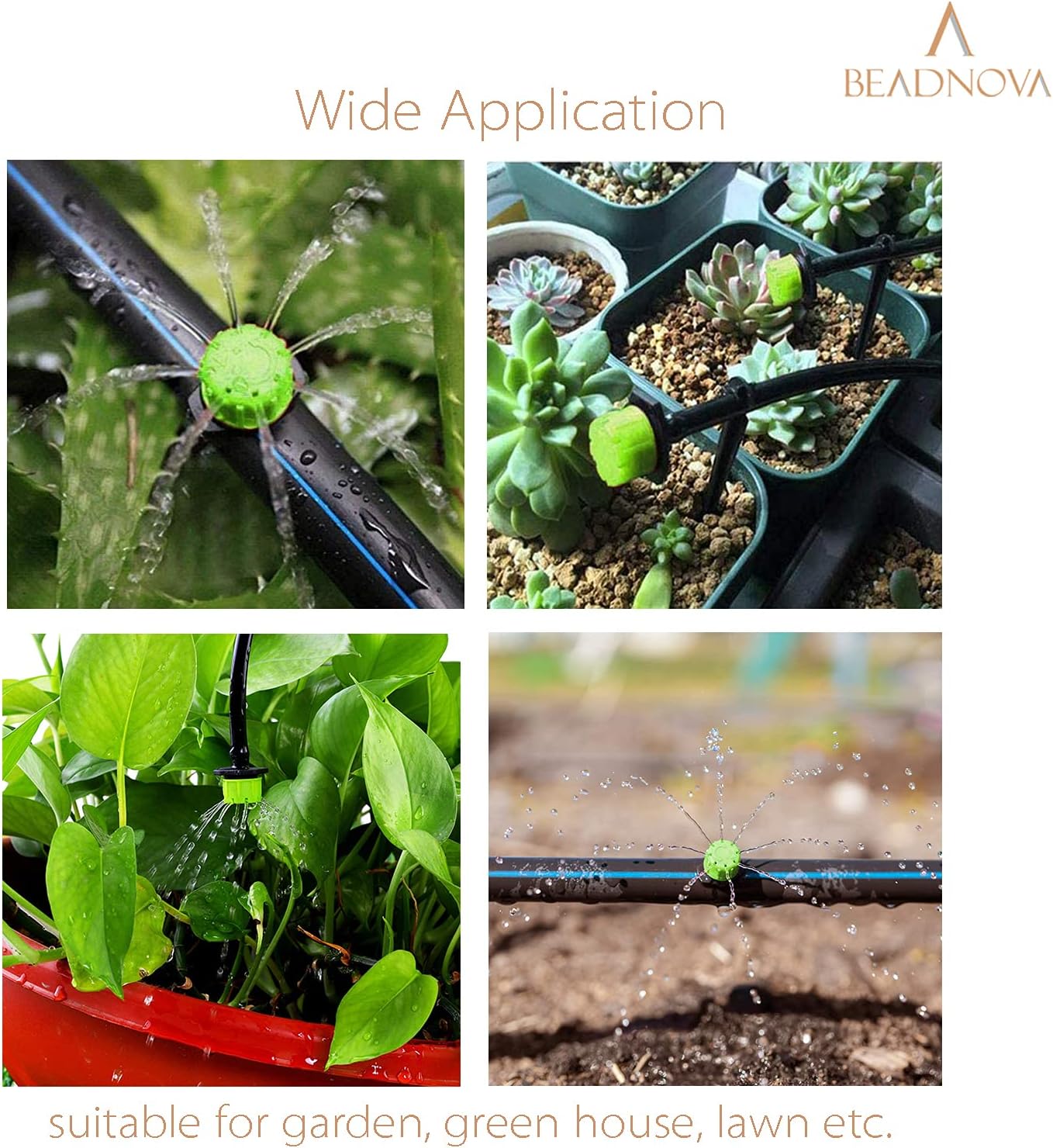 Drip Irrigation Emitters 50 Pcs Irrigation Drippers 360 Degree System Emitters Sprinklers Drippers for Drip 1/4 Inch Tube Gardening (Green) - Image 6