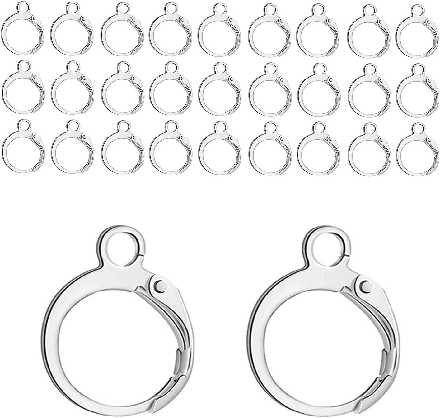Leverback Earring Hooks 60pcs French Ear Wire Lever Back Earwire for Jewelry Making Crafting (Silver) - Image 1