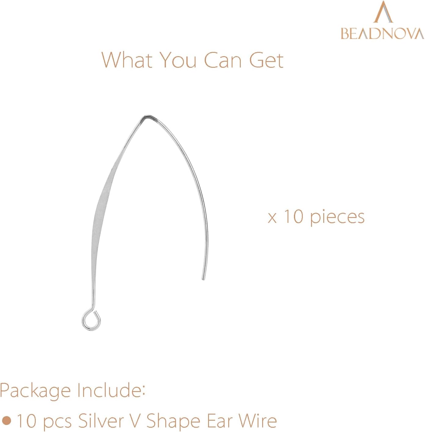 V Shape Ear Wire Long Earring Wire Earring Hook for Dangle Earwire Making Jewelry Making Ear Post DIY (Silver 43mm, 10pcs) - Image 3