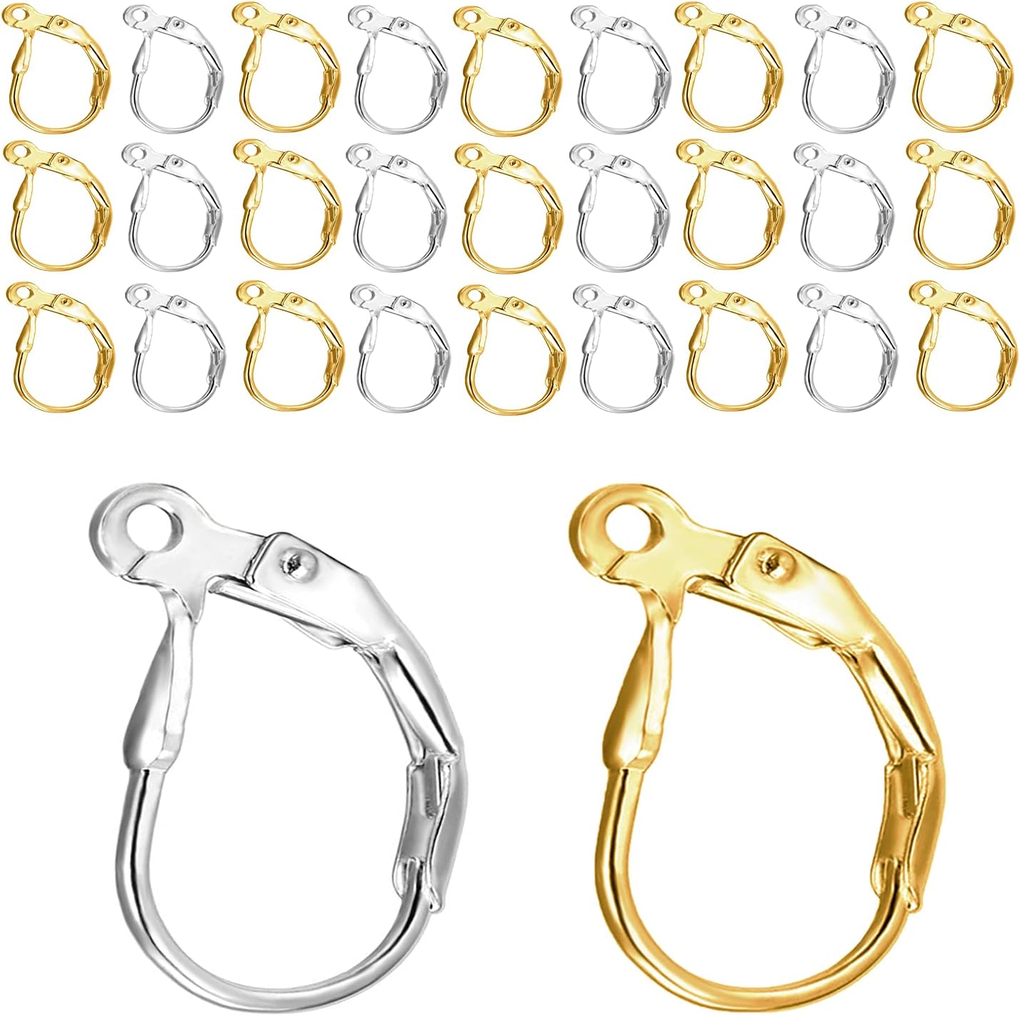 Leverback Earring Hooks 80pcs French Ear Wire Lever Back Earwire for Jewelry Making Crafting (Gold and Silver) - Image 1