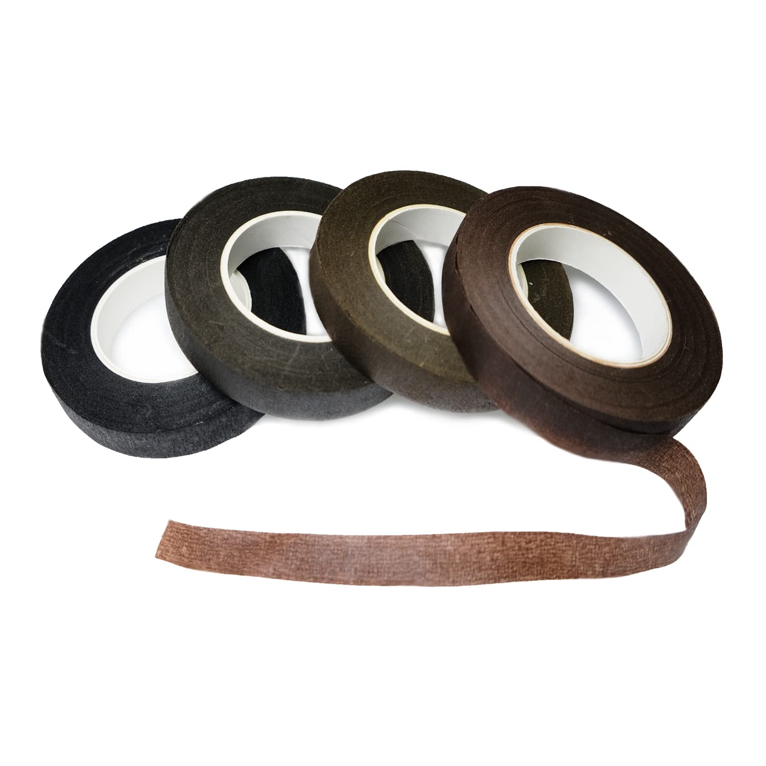 Floral Tape 1/2inch Mix Brown Black Flower Tape for Bouquets Floral Arranging Stem Wrap Craft (4 Colors Mix, Total 120yards) - Image 1