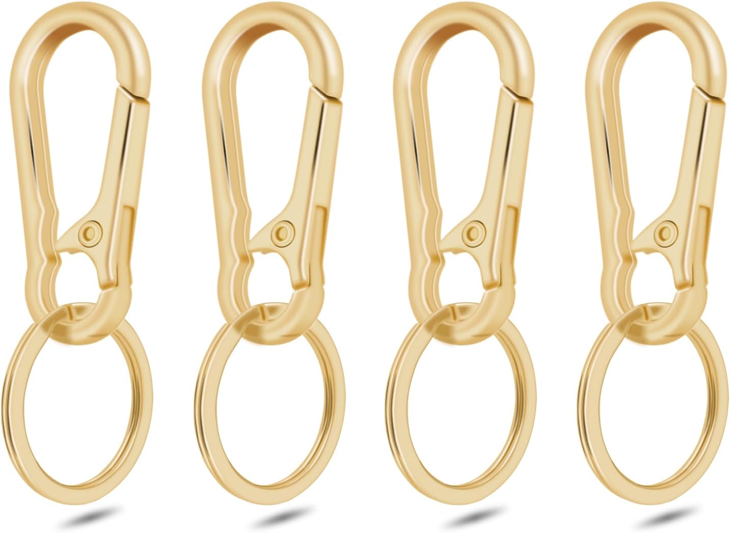 4Pack Small Keychain Rings, Metal Key Carabiner Clip, Mini EDC Key Ring Chain Holder Organizer for Purse Charm Hook, Car Keychain, Paracord Keychain Lanyard, Men and Women Key Fob (Light Gold) - Image 1