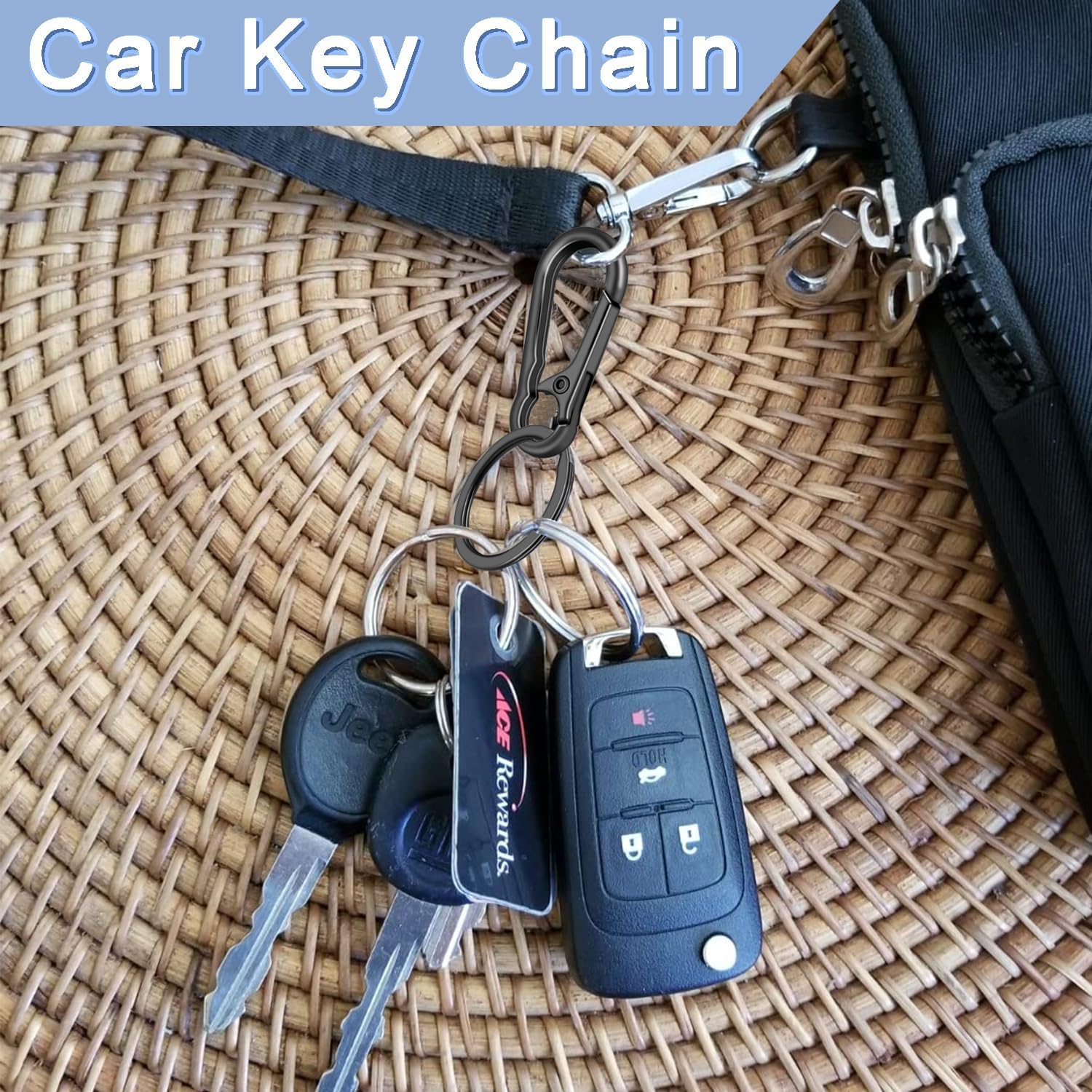 4Pack Small Keychain Rings, Metal Key Carabiner Clip, Mini EDC Key Ring Chain Holder Organizer for Purse Charm Hook, Car Keychain, Paracord Keychain Lanyard, Men and Women Key Fob (Light Gold) - Image 4
