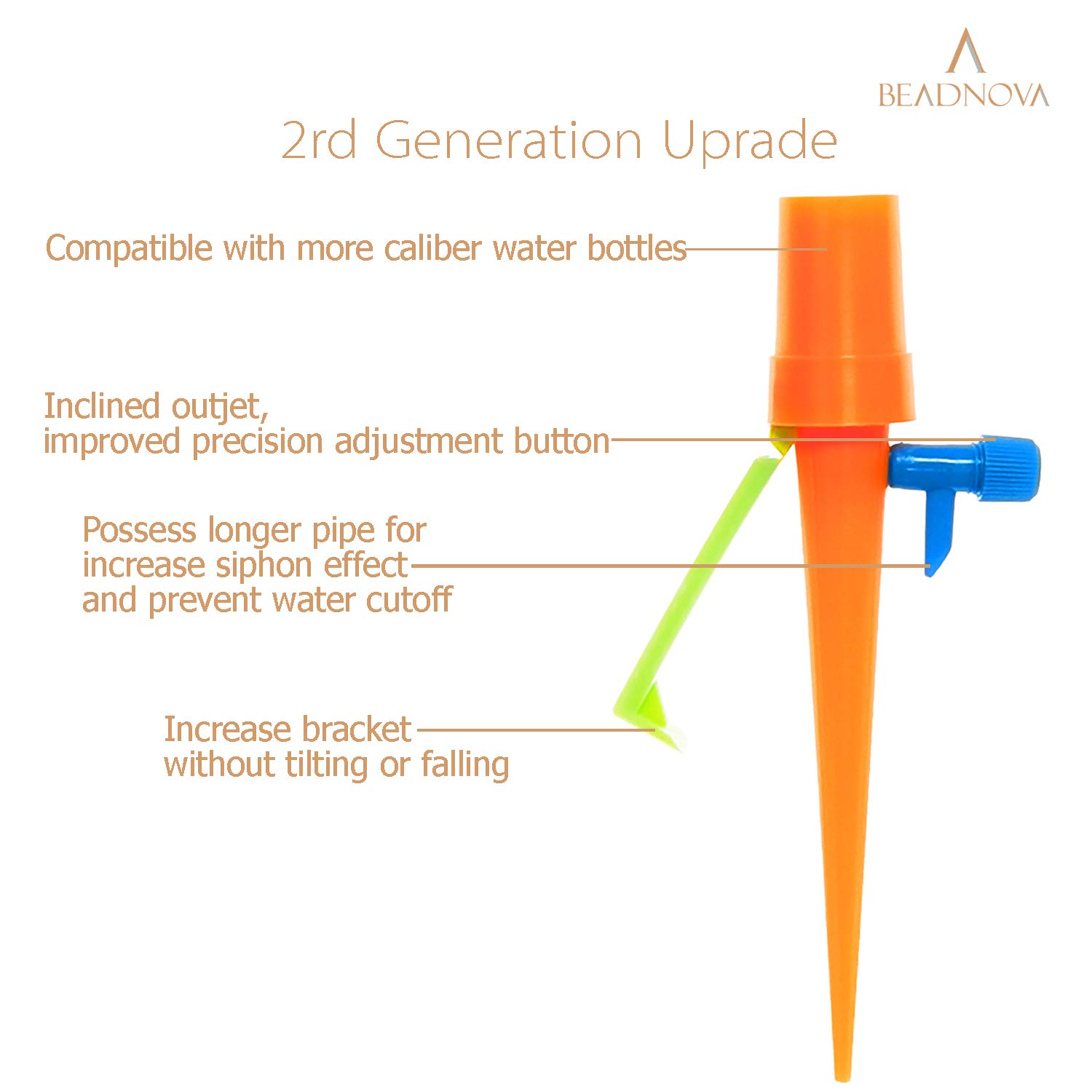 Plant Self Watering Spikes Automatic Irrigation Equipment Adjtable Self Watering Spikes for Plants with Slow Release Control Valve (Orange Green, 6pcs) - Image 5