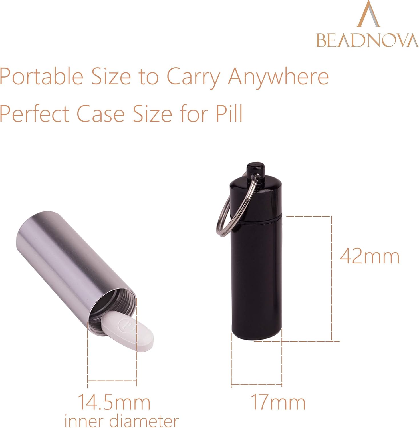 Pill Holder Keychain Medicine Container Small Portable Pill Case Aluminium Fob Carrier with Medicine (3pcs, 3 Colors Per Pack) - Image 2