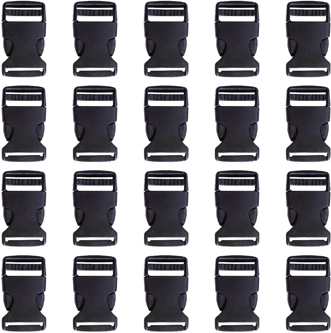 Plastic Buckle Strap Clip Quick Side Release Buckles 1 Inch Flat for Nylon Strap Backpack (Black, 1 Inch, 20 Piece) - Image 1