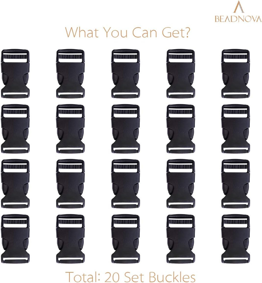 Plastic Buckle Strap Clip Quick Side Release Buckles 1 Inch Flat for Nylon Strap Backpack (Black, 1 Inch, 20 Piece) - Image 2
