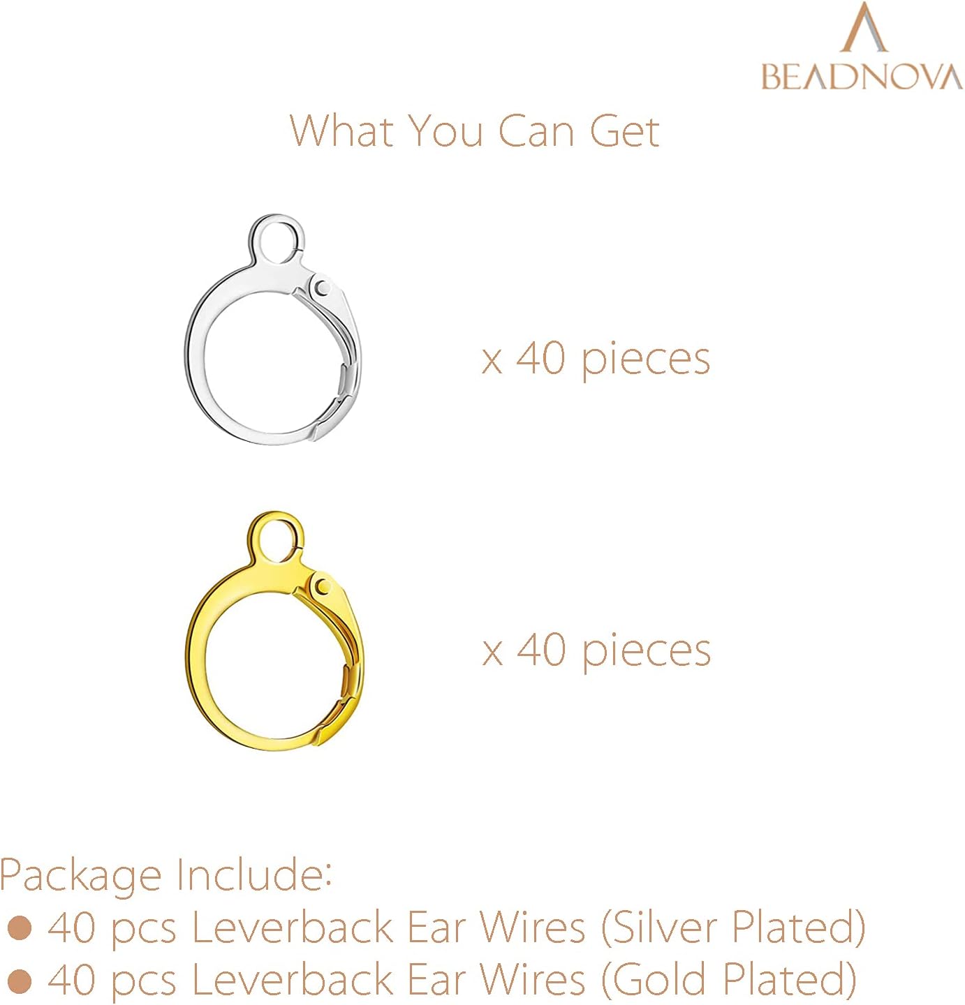 Leverback Earring Hooks 80pcs French Ear Wire Lever Back Earwire for Jewelry Making Crafting (Gold and Silver) - Image 3