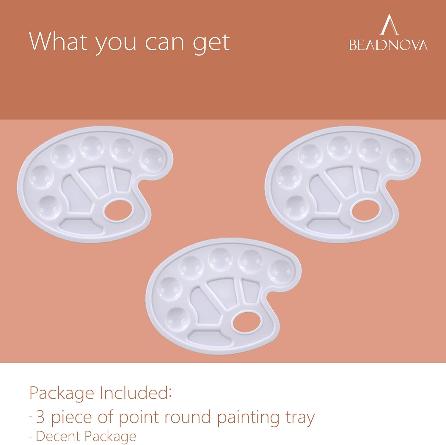 BEADNVOA Paint Tray Palette Paint Pallet with Thumb Hole Model Painter Tray for Kids Artists Painters (3 pcs, for Acrylic, Oil, Watercolor) - Image 4