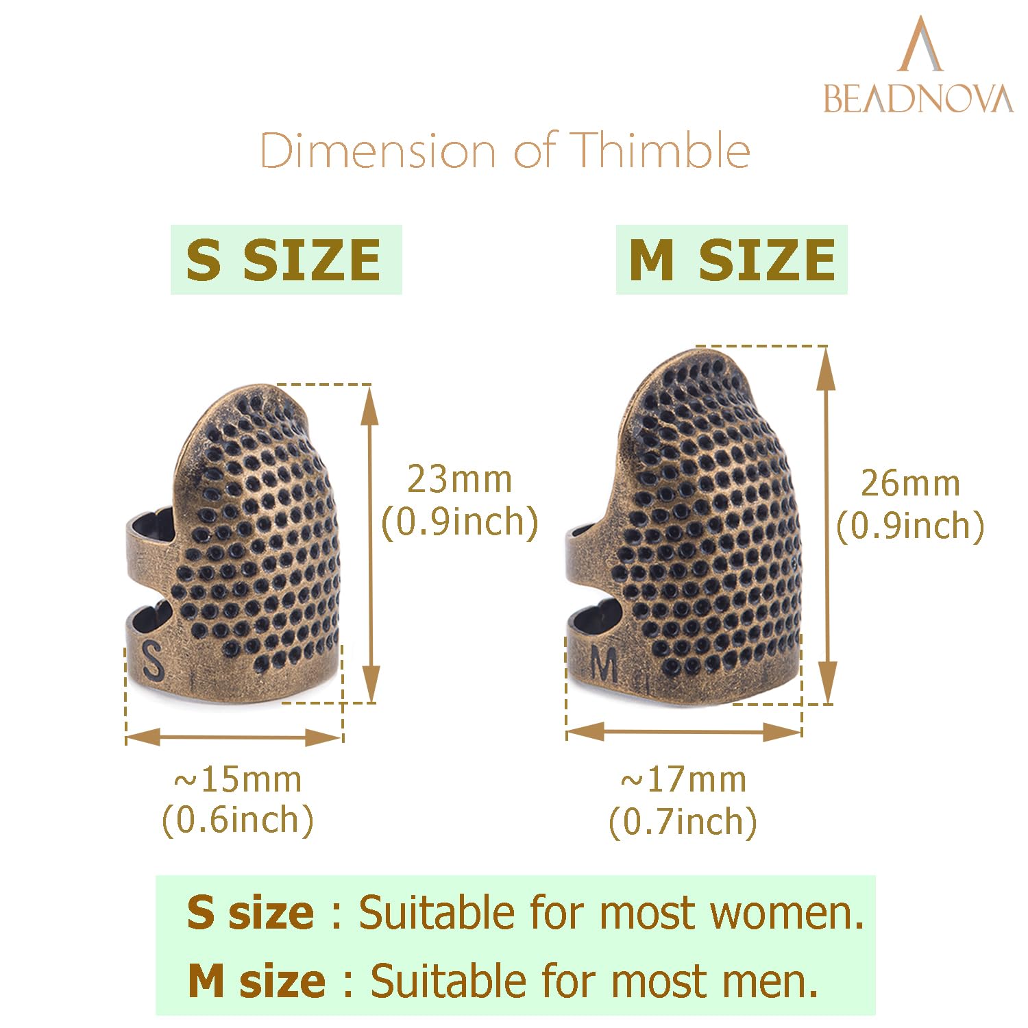 Thimbles for Hand Sewing Thimble Finger Protectors for Sewing Accessories and Tools Thimbles for Hand Quilting Knitting Hand Embroidery Sewing Finger Protector (Sizes S and M, 4 Pcs) - Image 2