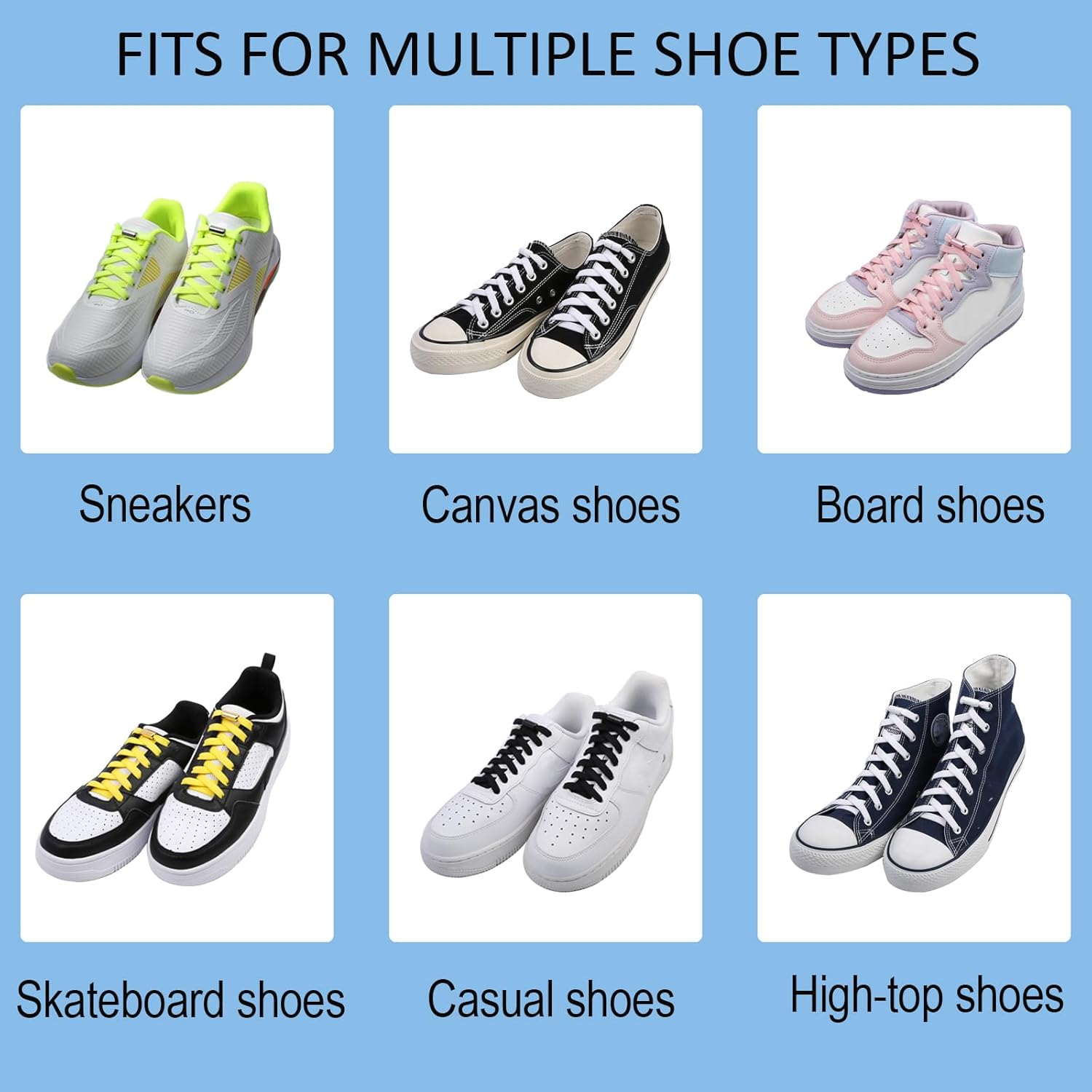 2 Pairs Elastic No Tie Shoe Laces for Adults and Kids Shoes, Tieless Flat Shoelaces for Sneakers - Image 5