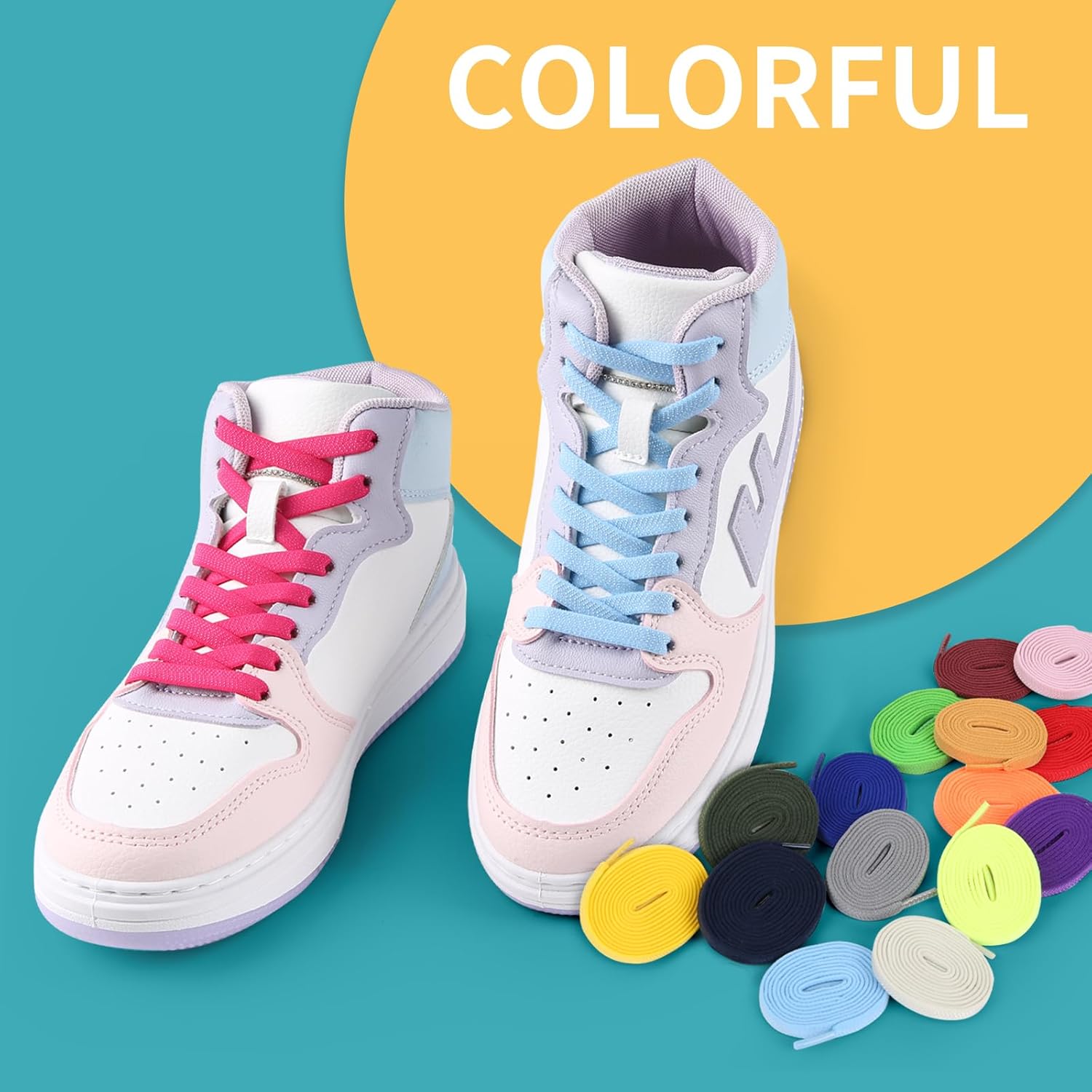 Elastic No Tie Shoe Laces for Sneakers, Stretch Tieless Shoelaces for Kids and Adults, Flat Athletic Shoes Strings - Image 4