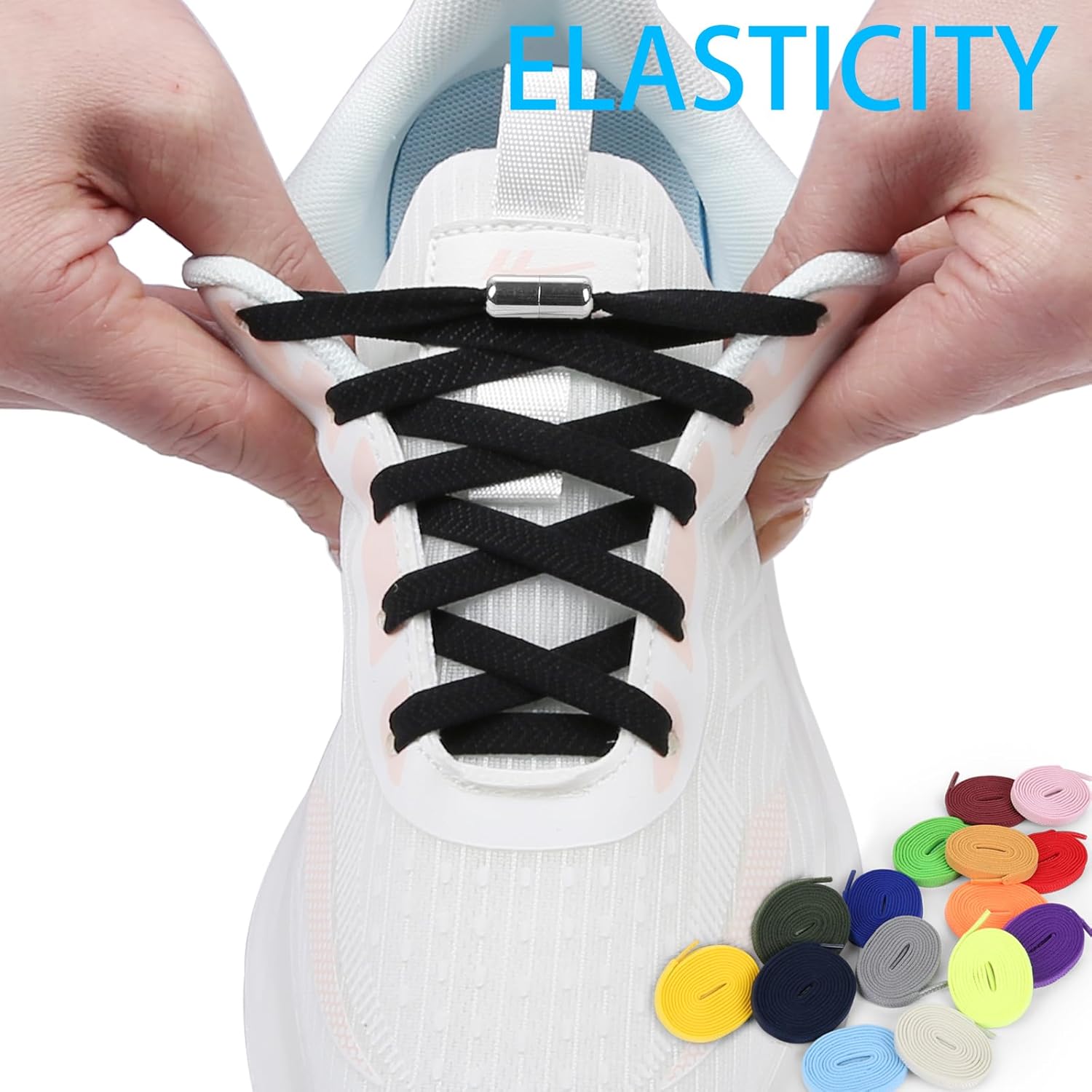 Elastic Shoe Laces for Sneakers, No Tie Shoelaces for Kids and Adults, Tieless Stretch Shoe Strings - Image 2