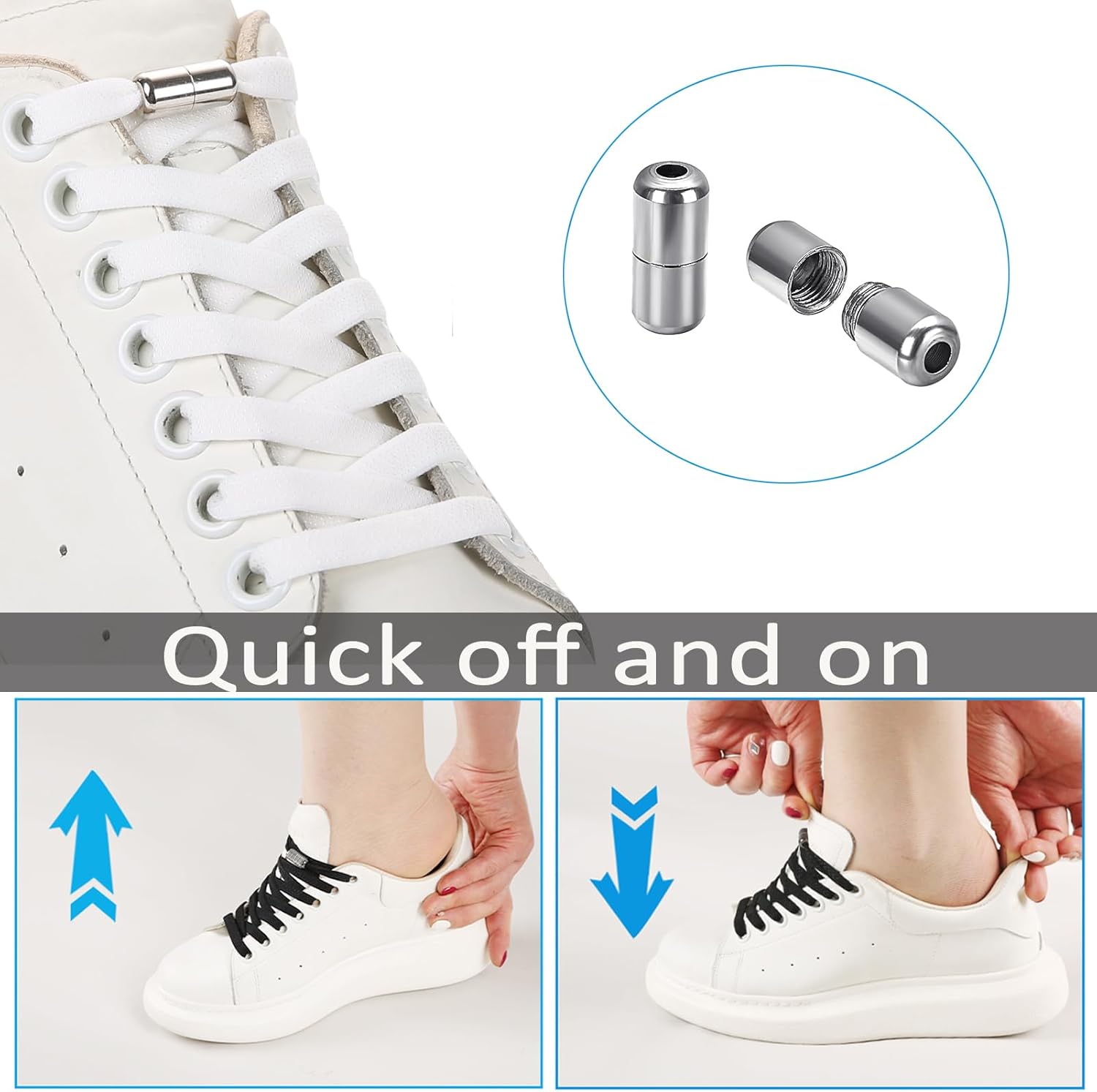 Elastic Shoe Laces for Sneakers, No Tie Shoelaces for Kids and Adults, Tieless Stretch Shoe Strings - Image 3