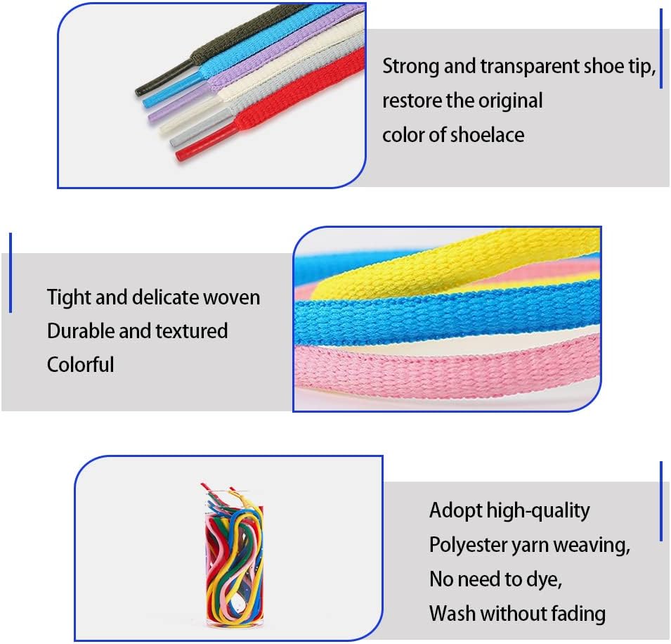 3 Pair Oval Shoe Laces,Shoelaces for Sneakers, Half Round 1/4