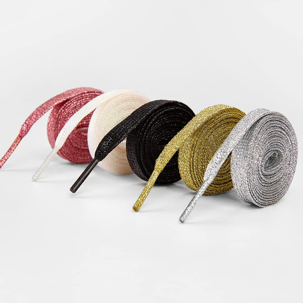 3 Pair Flat Glitter Shiny Shoe Laces for Sneakers, Colorful Sequin Shoelaces for Athletic Shoes Boot Strings - Image 4