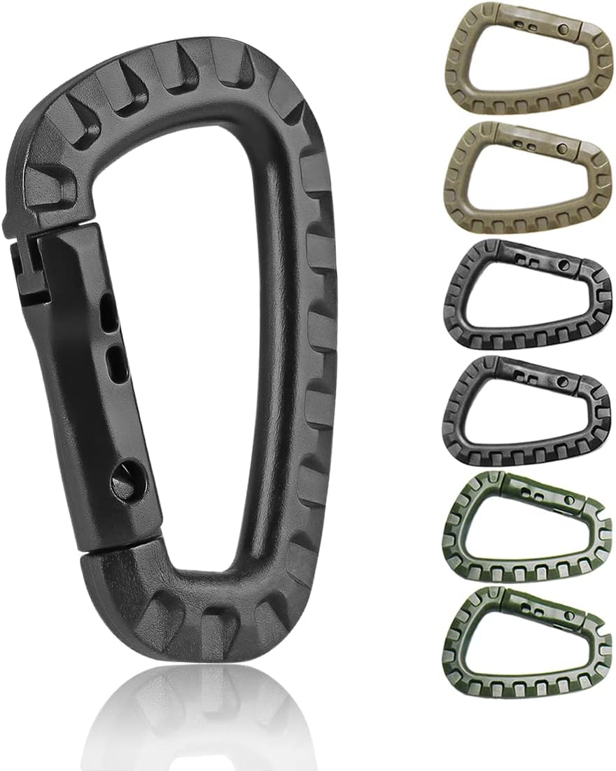 Tactical Gear Carabiner Keychain Clip Plastic D-Rings Large Key Chain Heavy Duty Snap Hook for Backpack, Belt, Keyrings, Bags, Bottle, Tent, Camping - Image 1