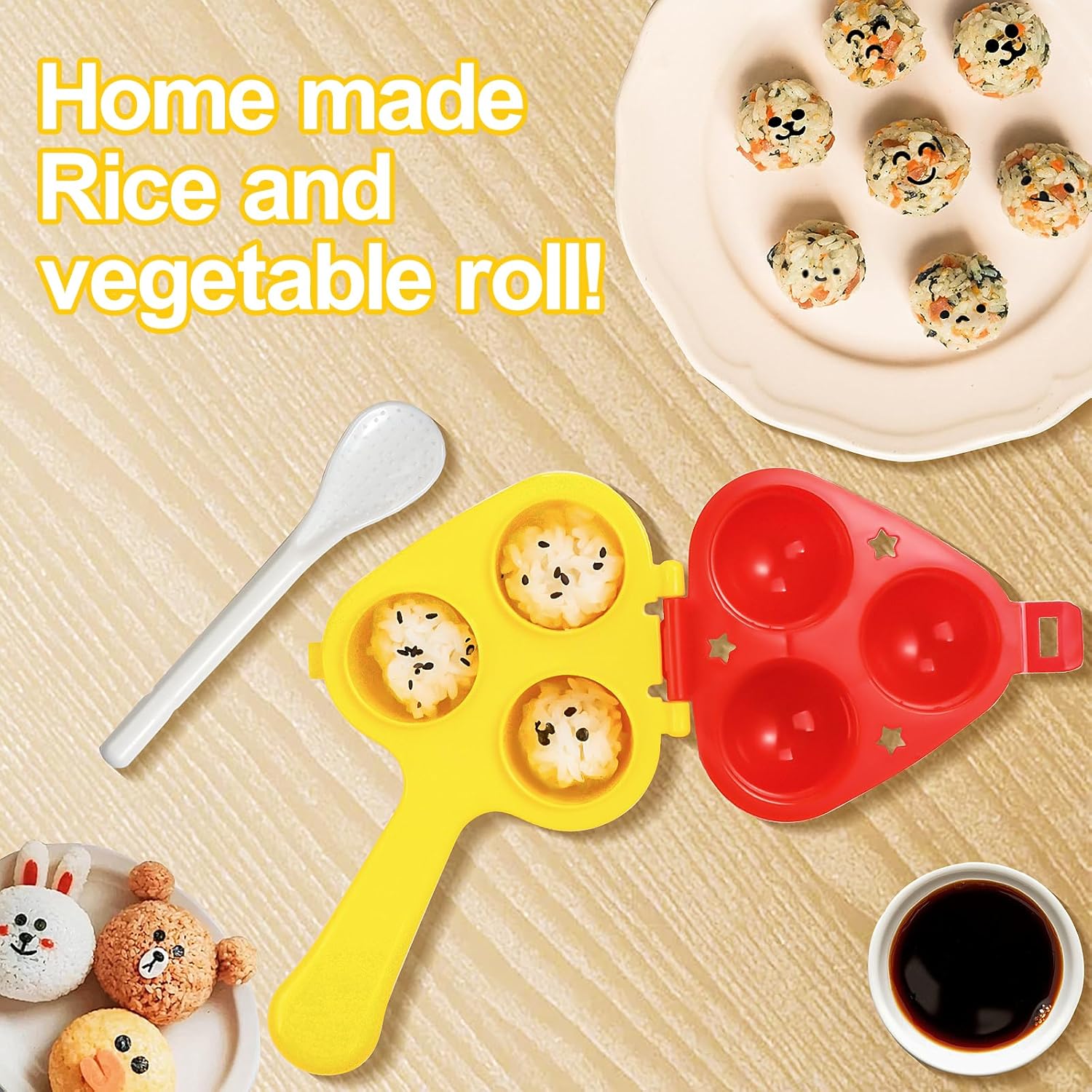 Rice Ball Mold, Upgraded Rice Ball Shaker, Onigiri Rice Ball Maker Molds for Kids, DIY Mini Shi Maker Mold - Image 3