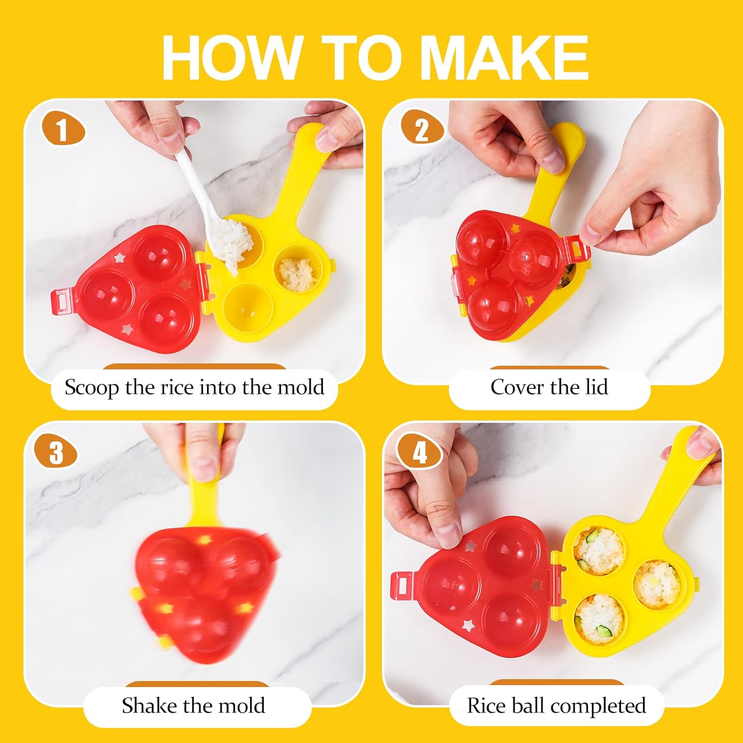 Rice Ball Mold, Upgraded Rice Ball Shaker, Onigiri Rice Ball Maker Molds for Kids, DIY Mini Shi Maker Mold - Image 4