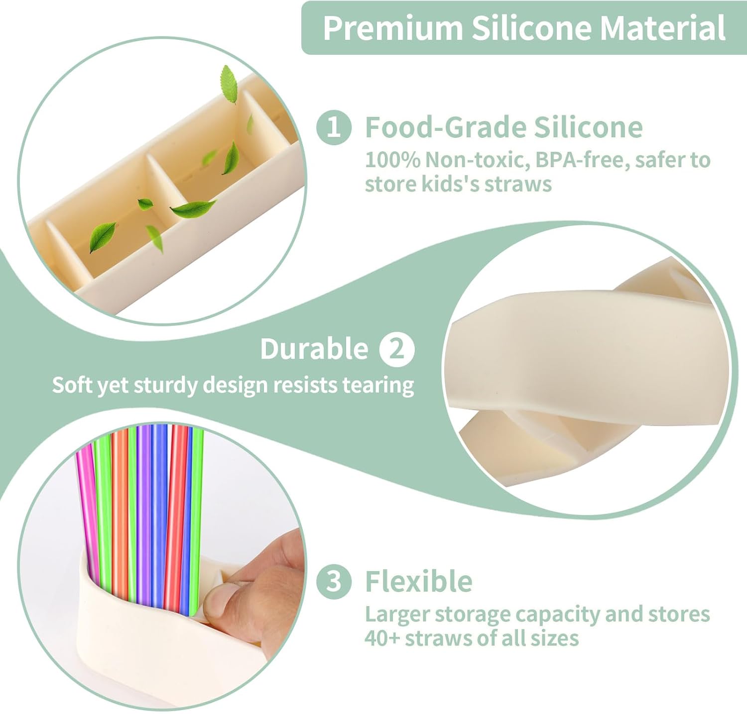 9.6'' Large Silicone Straw Holder for Cabinet Door, Space-Saving Straw Organizer Container with Adhesive Tape, Stylish Kitchen Organizers and Storage Accessories for Cabinet, Cupboard, Counter, RVs - Image 3