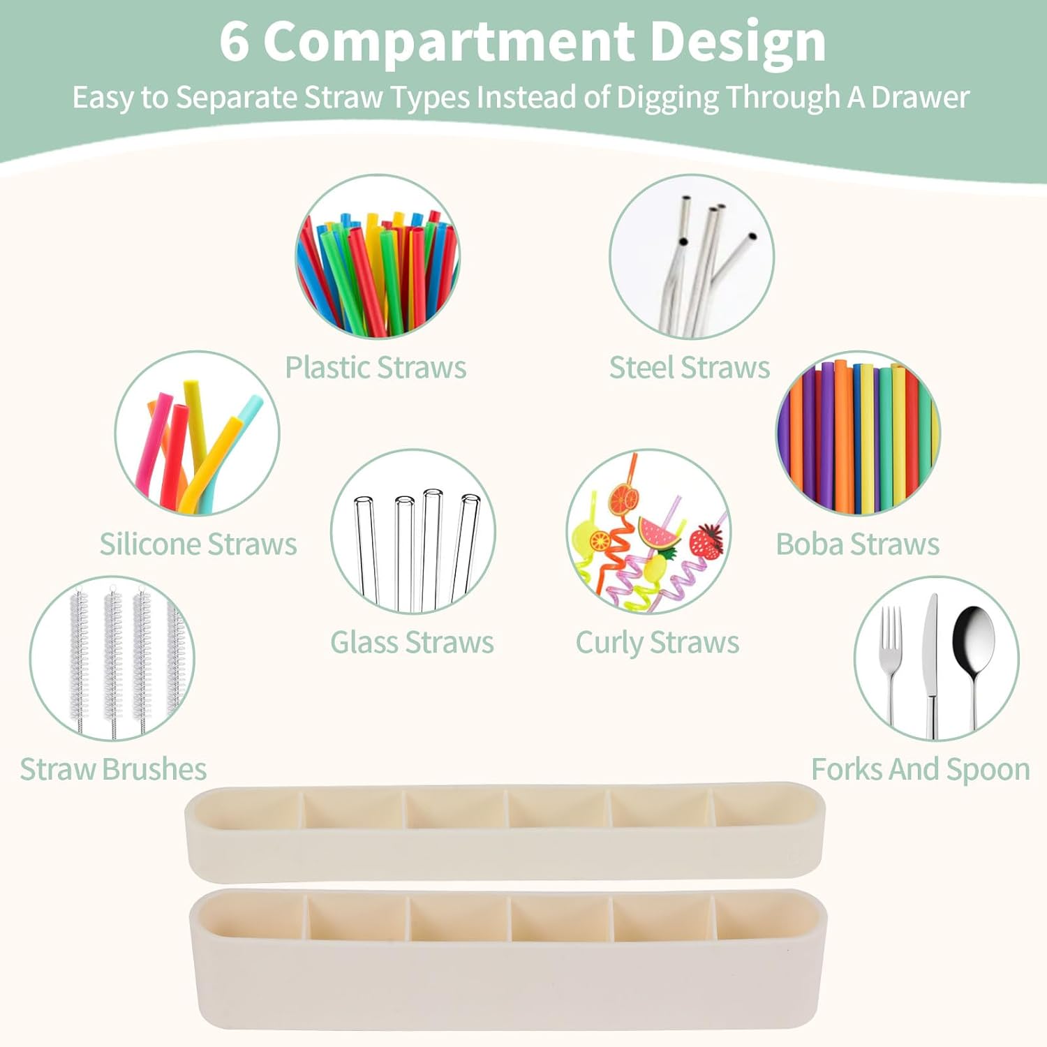 9.6'' Large Silicone Straw Holder for Cabinet Door, Space-Saving Straw Organizer Container with Adhesive Tape, Stylish Kitchen Organizers and Storage Accessories for Cabinet, Cupboard, Counter, RVs - Image 6