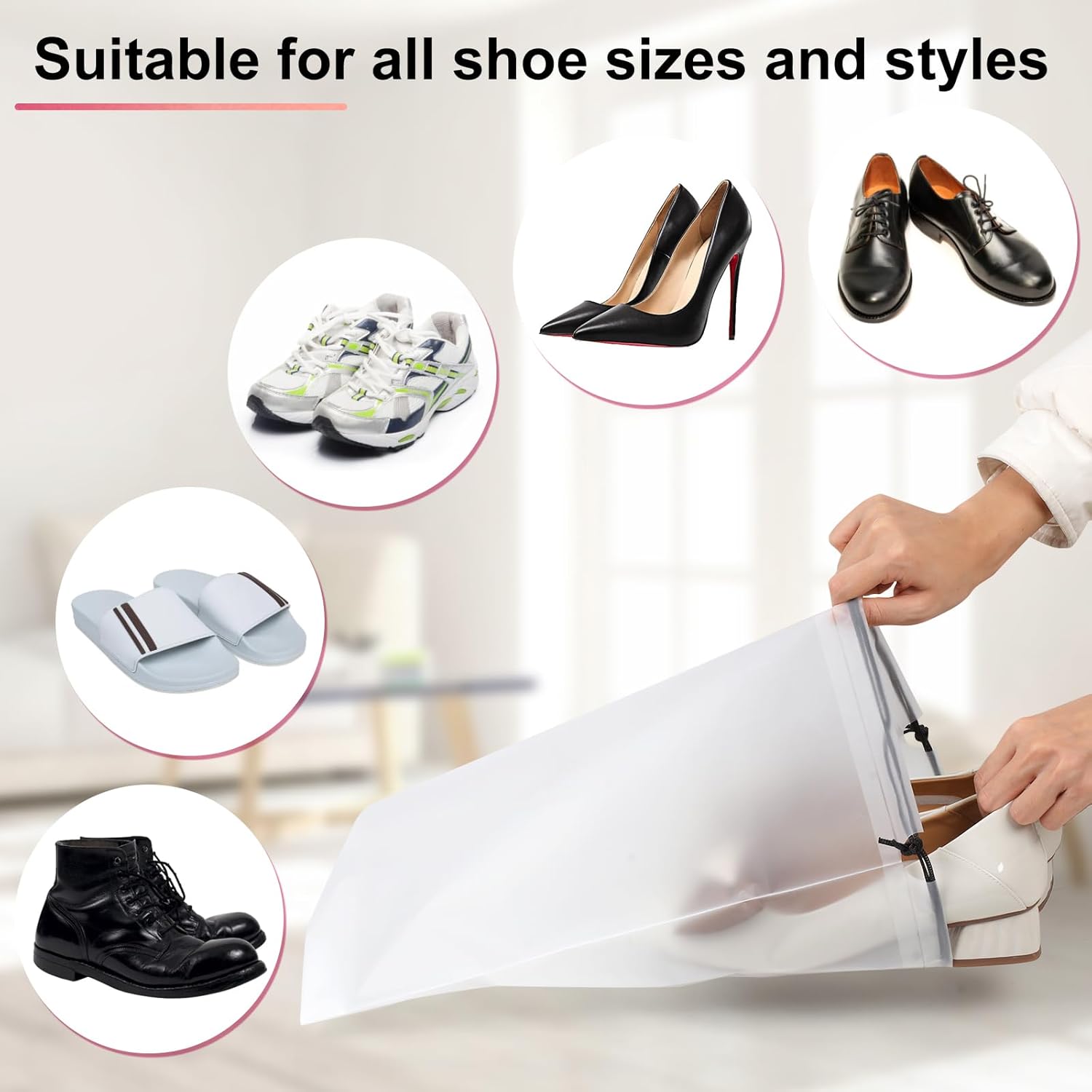 18 Pack Shoe Bags - 11.8in x 15.7in, Storage Bags for Packing, Travel Essentials for Men and Women - Image 3